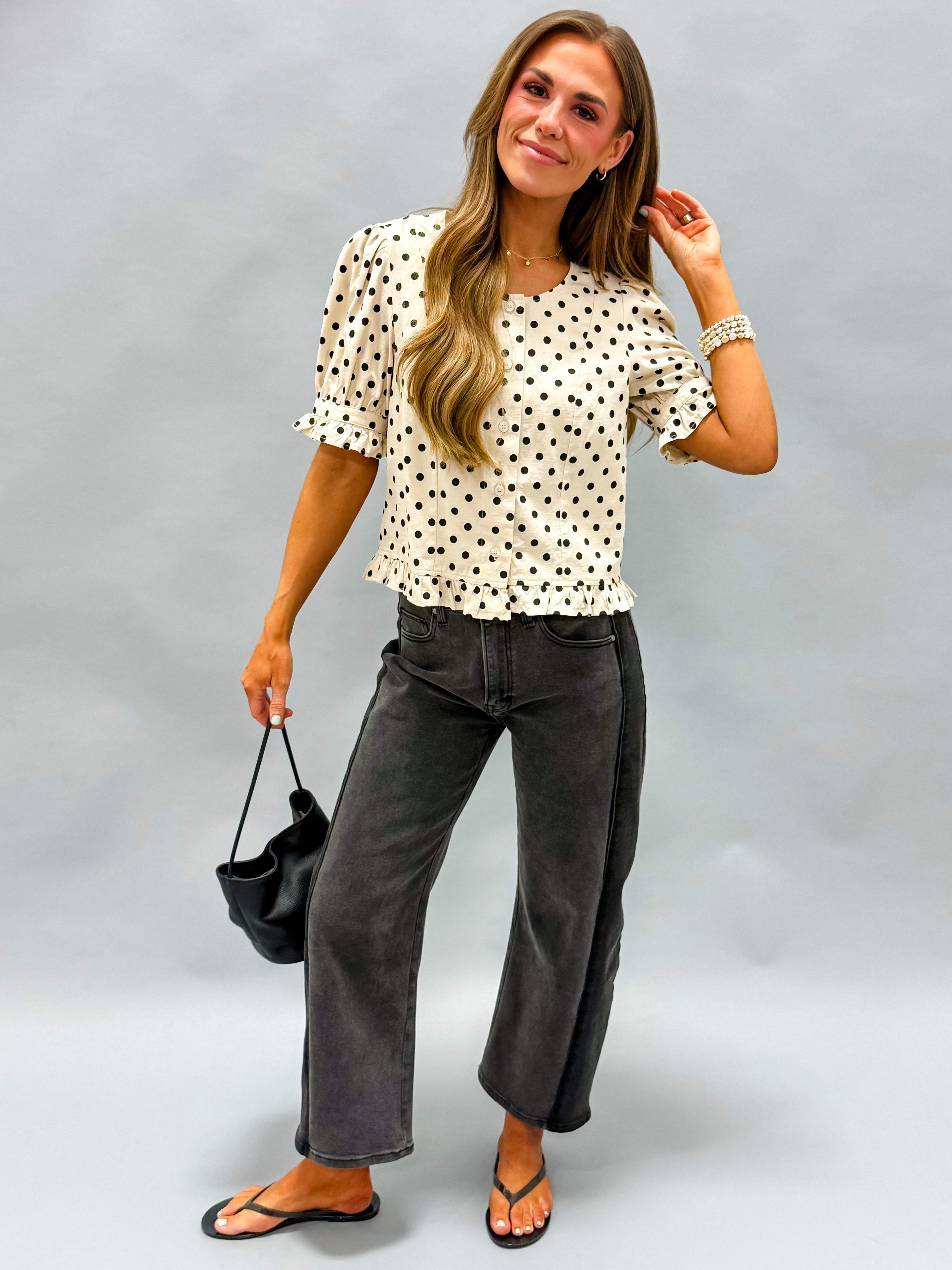 Amanda Polka Dot Scoop Neck Top
