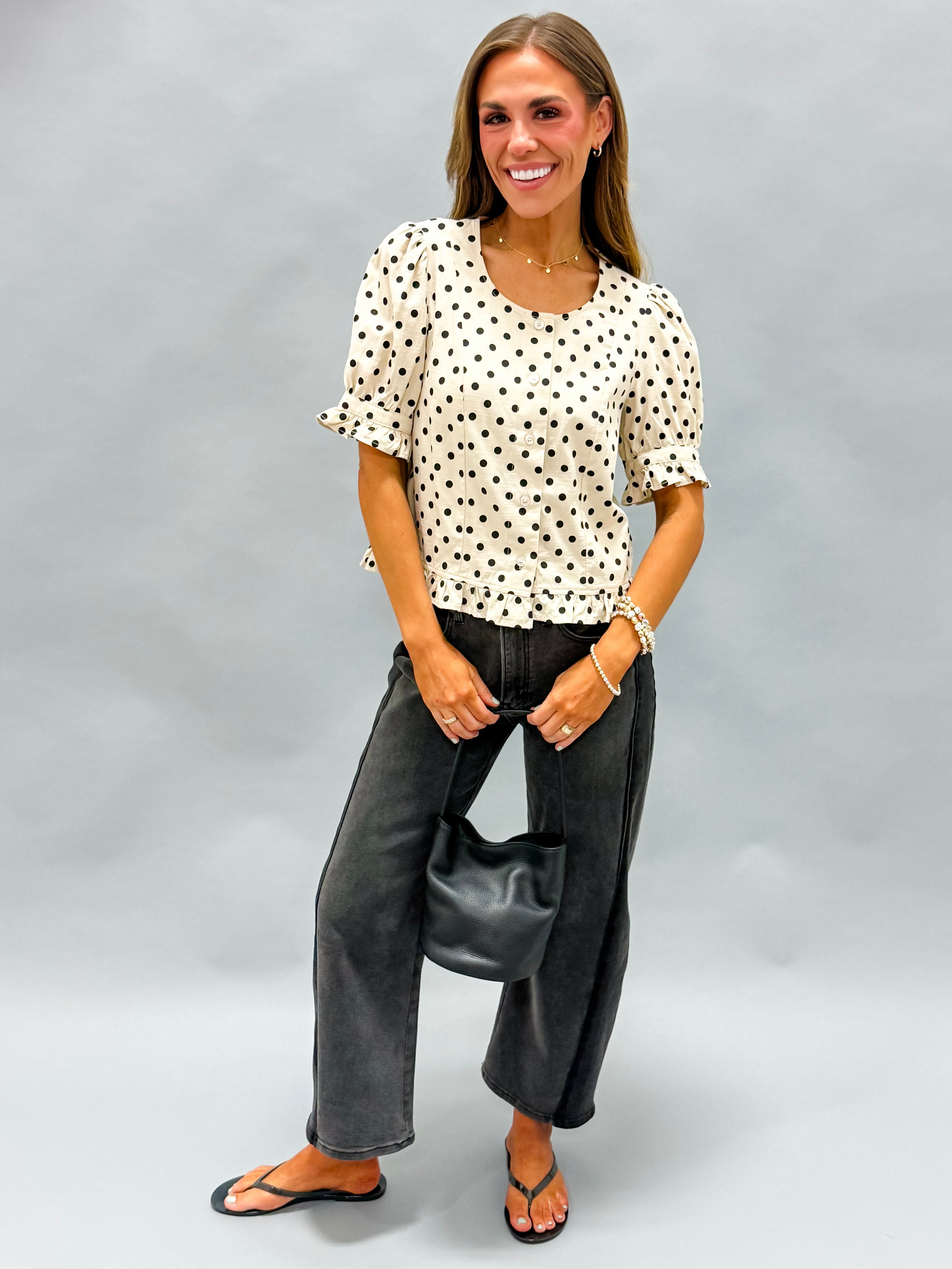 Amanda Polka Dot Scoop Neck Top