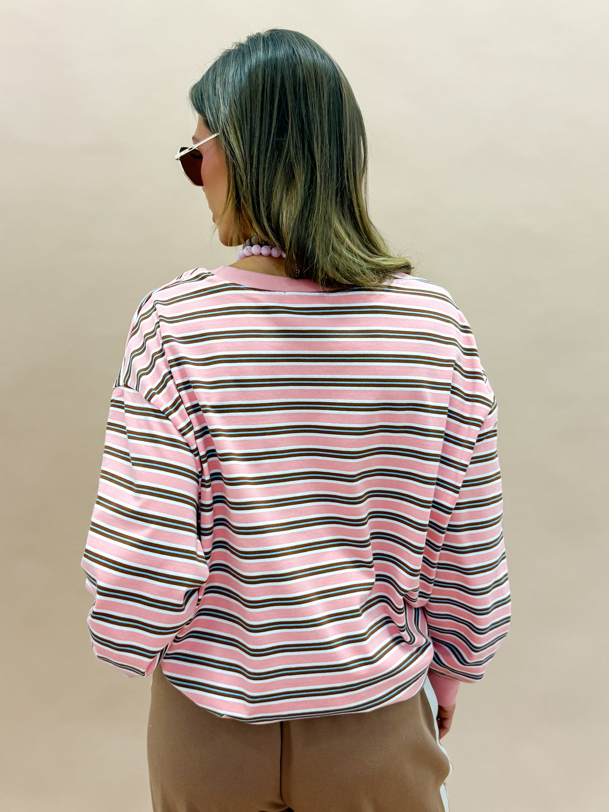 Amara Striped Sweatshirt-Rose Multi
