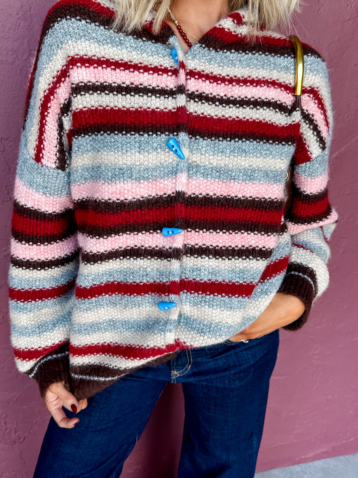 Amelie Striped Hooded Cardigan