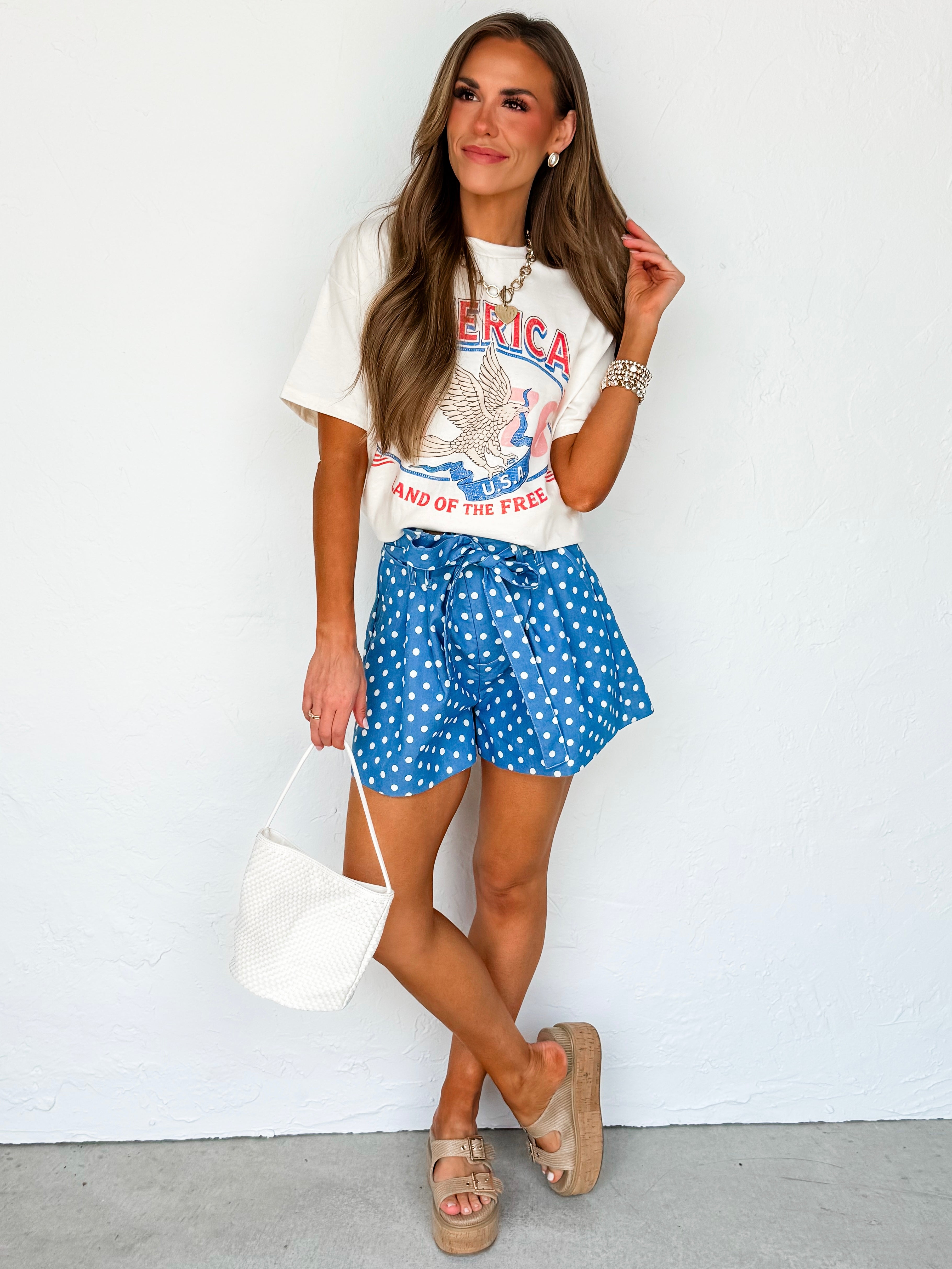 America 1776 Land Of The Free Oversized Graphic Tee