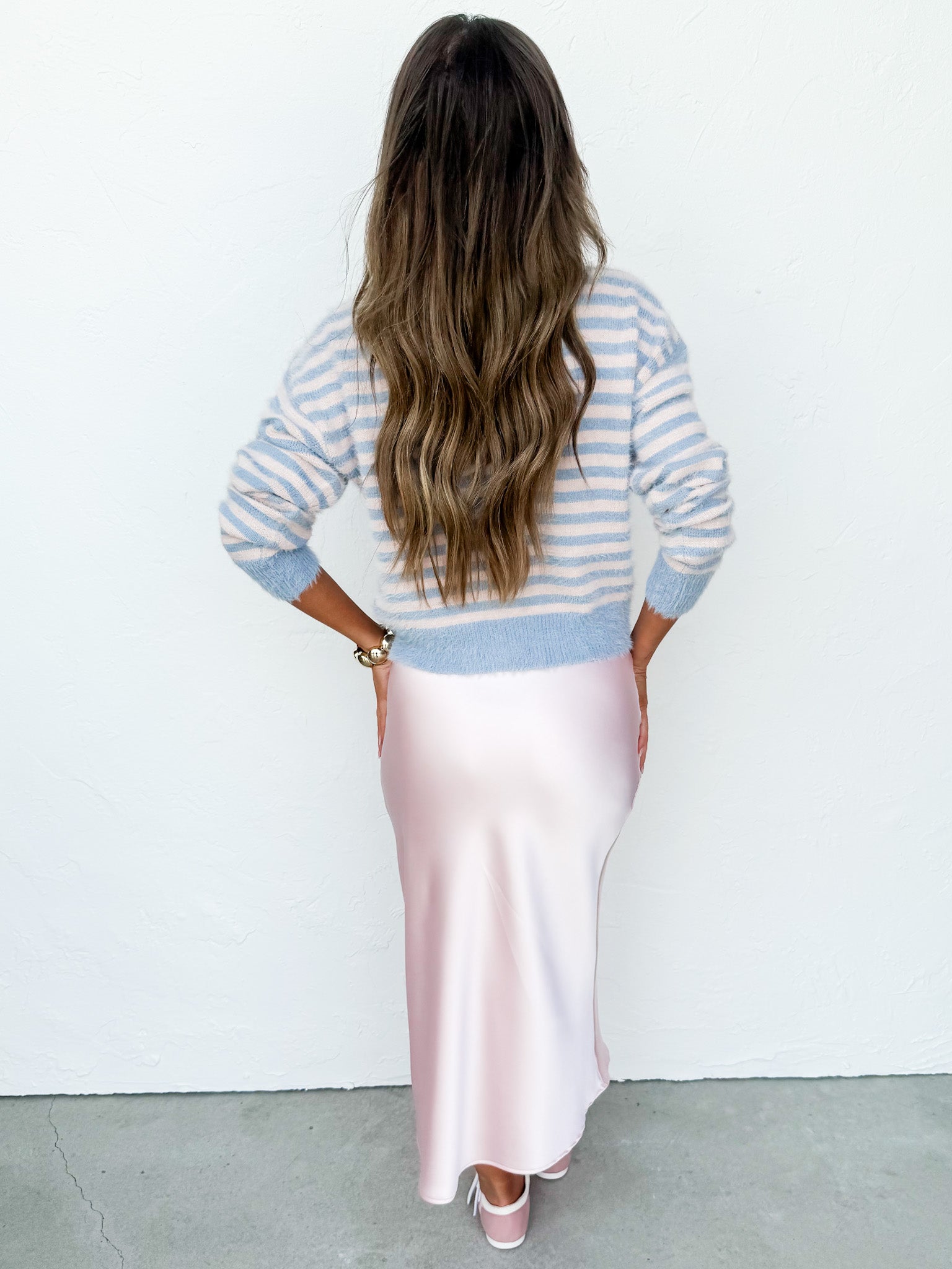 Aniston Slip Midi Skirt-Baby Pink