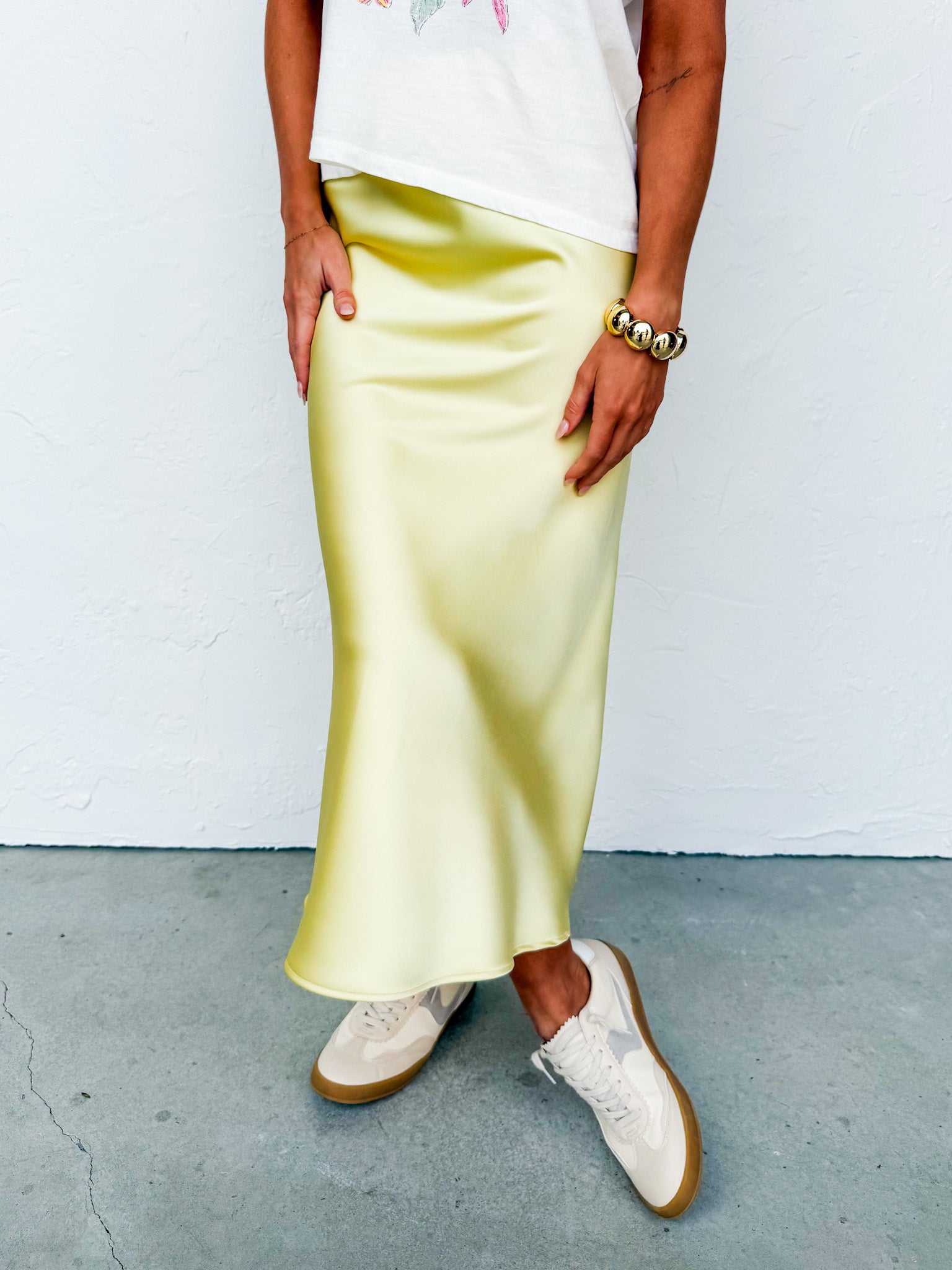 Aniston Slip Midi Skirt-Buttered Yellow