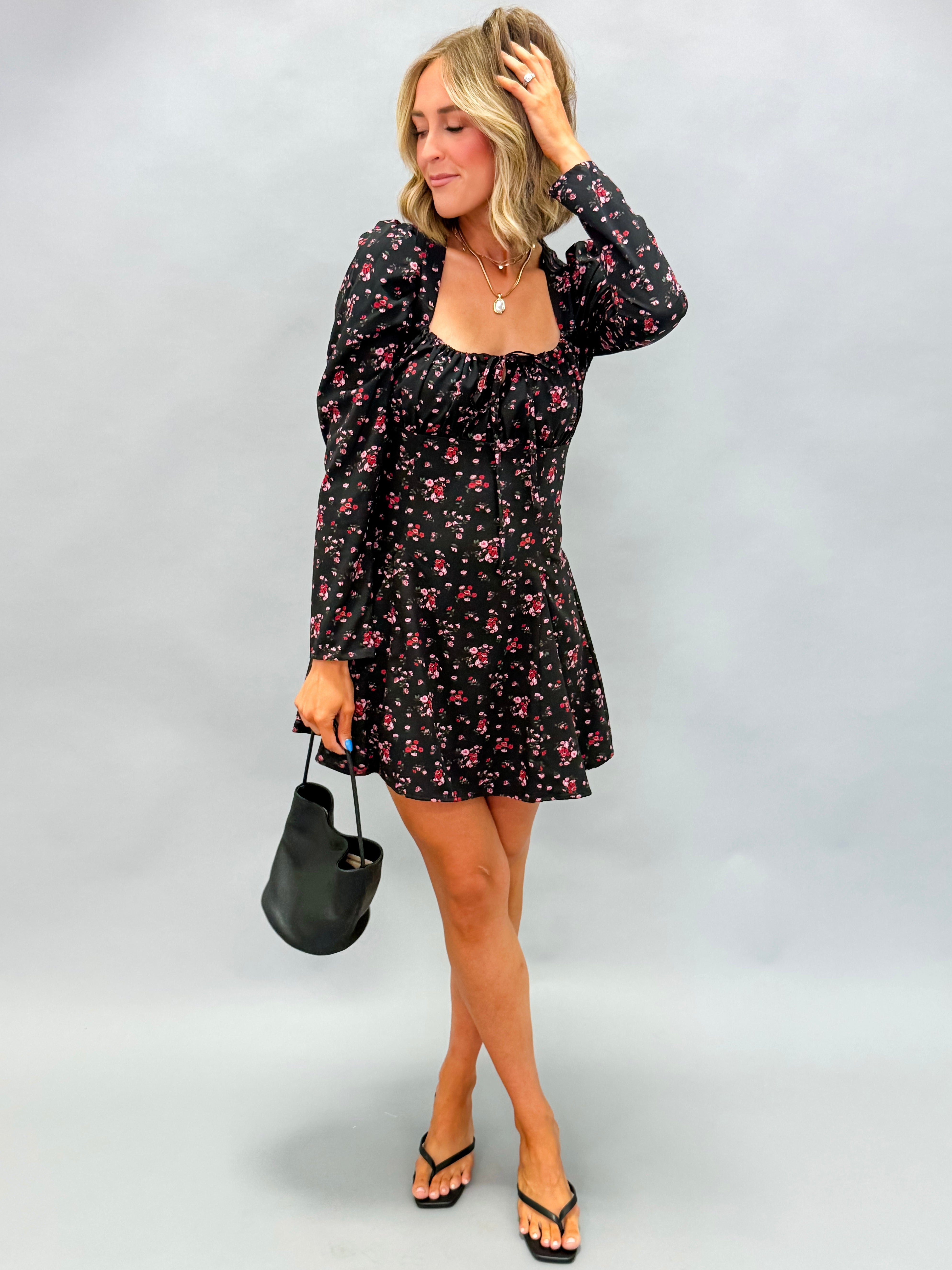 Annabae Floral Puff Sleeve Mini Dress