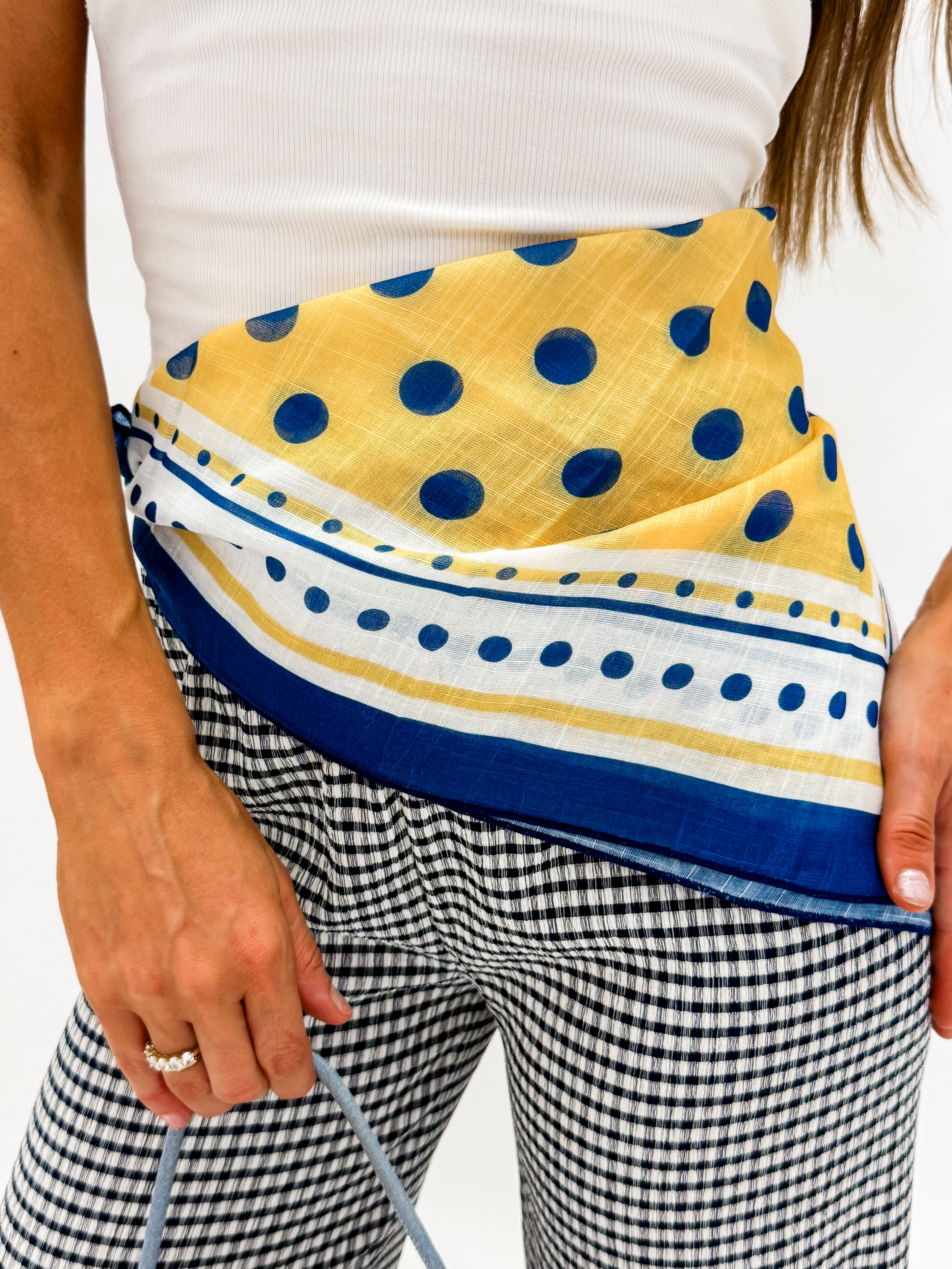 Annaka Navy Polka Dot Scarf