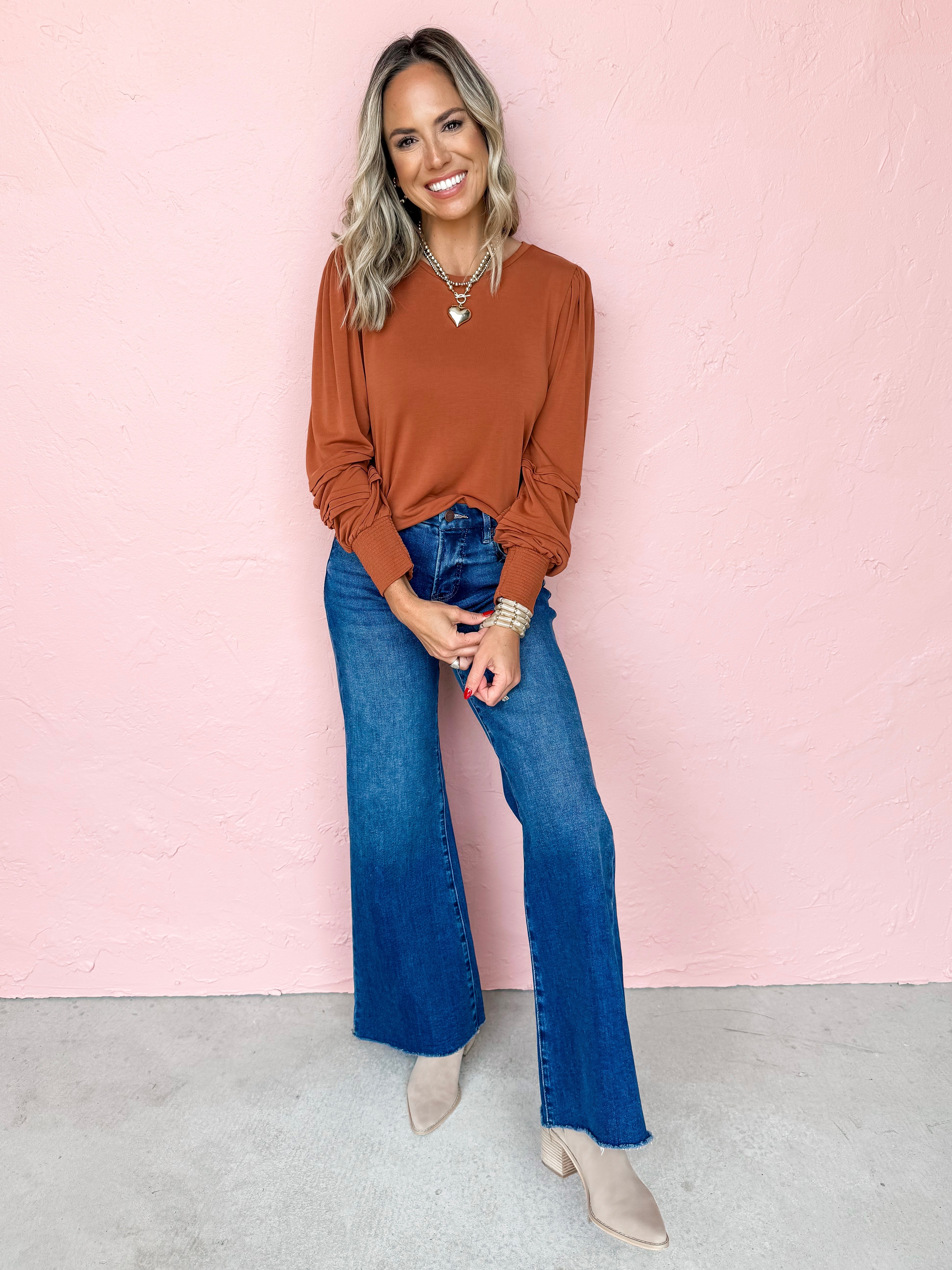 [Another Love] Anika Long Sleeve Top-Roasted Pecan