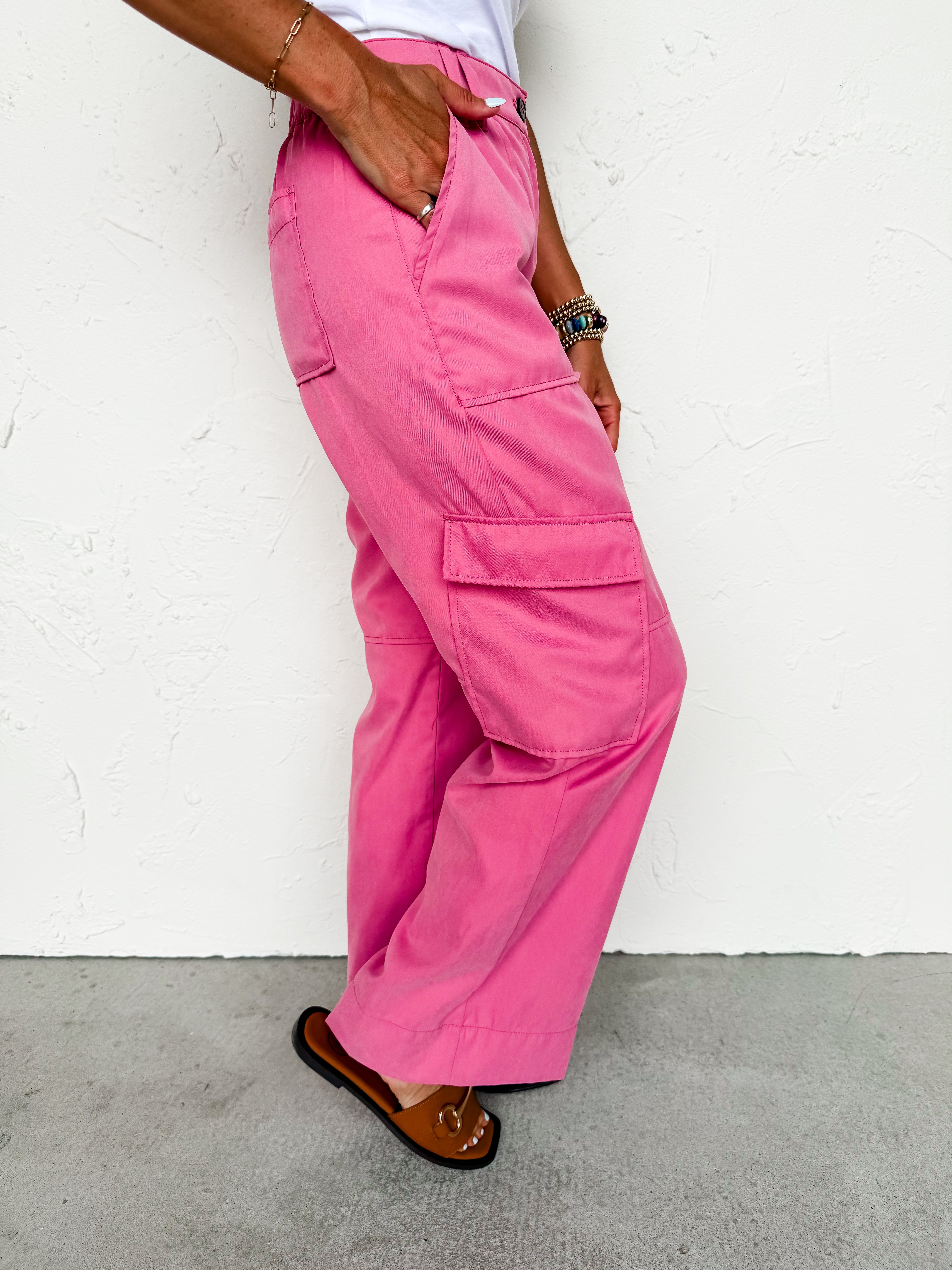 [Another Love] Cairo Cargo Pant-Soft Cherry