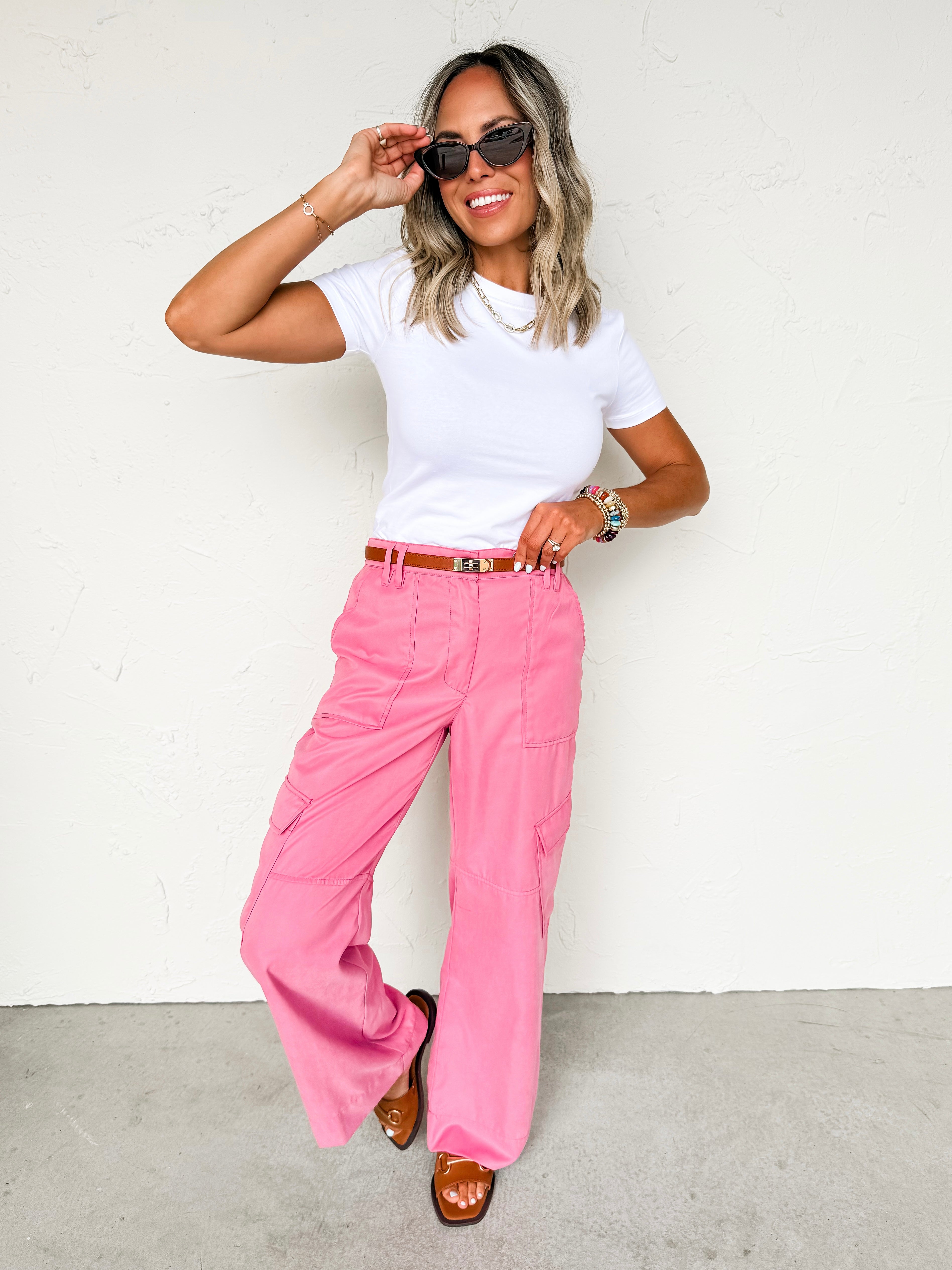 [Another Love] Cairo Cargo Pant-Soft Cherry