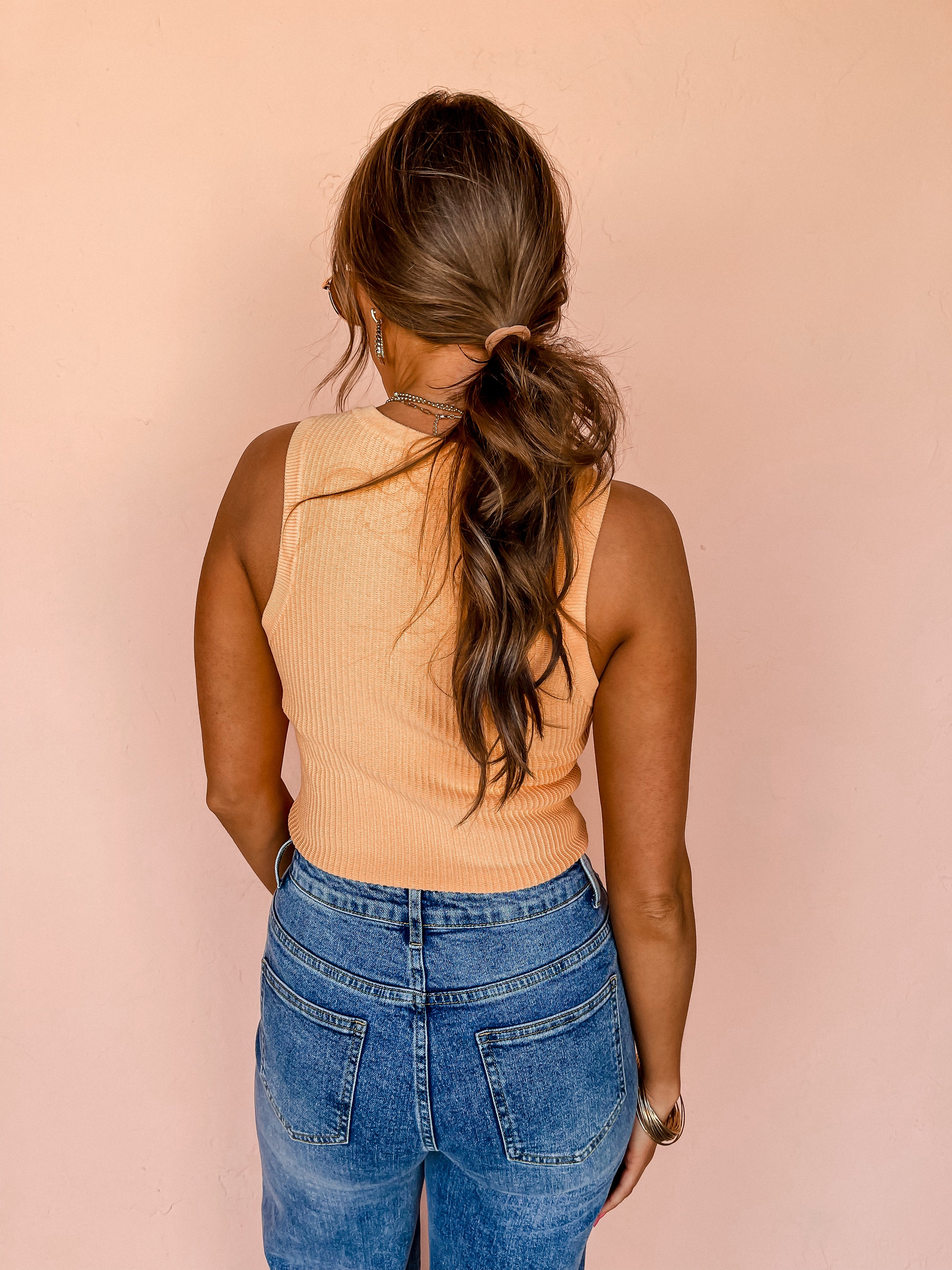 [Another Love] Cora Sleeveless Ribbed Tank-Bitter Peach