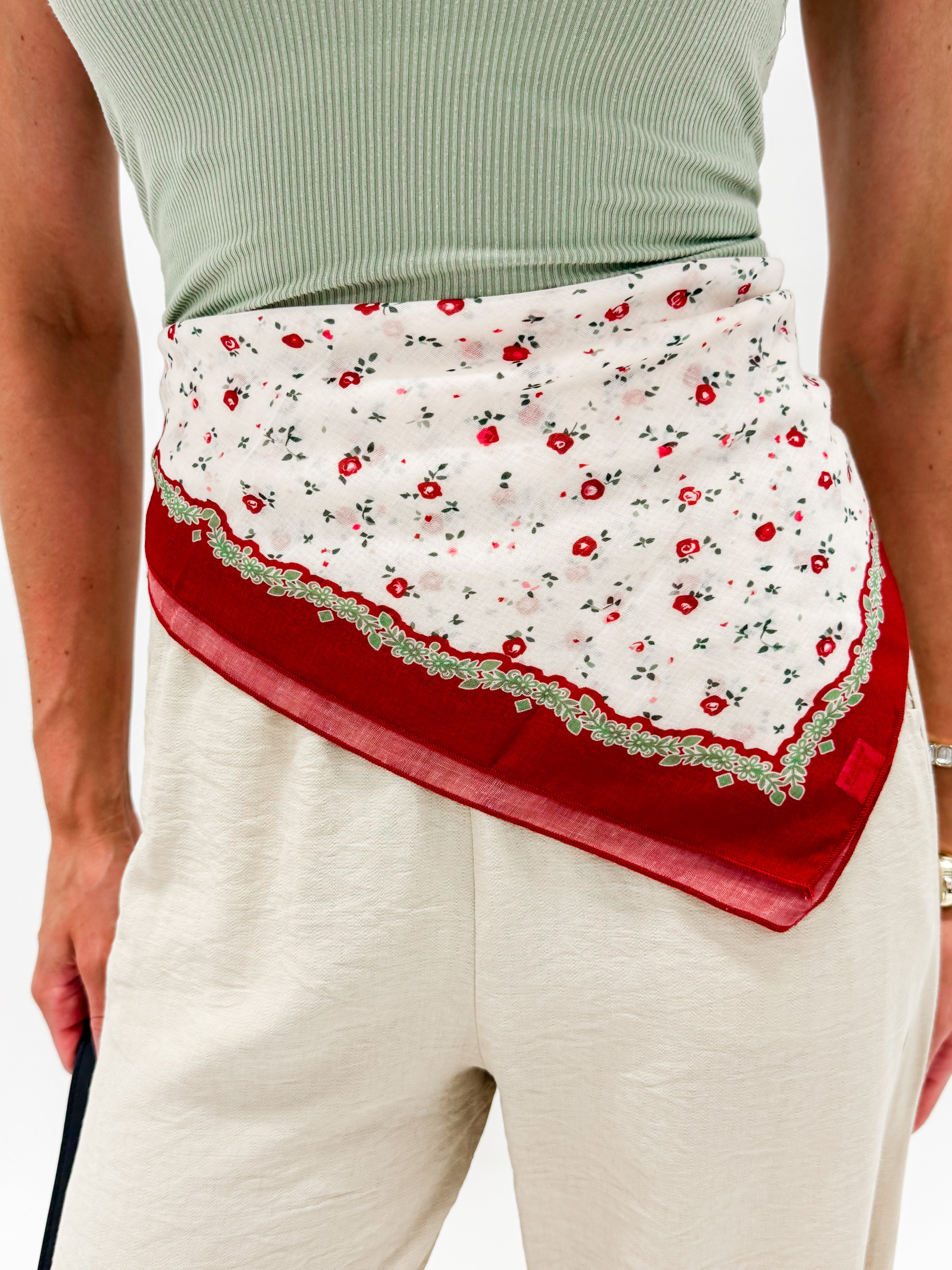 Aria Red Floral Square Scarf