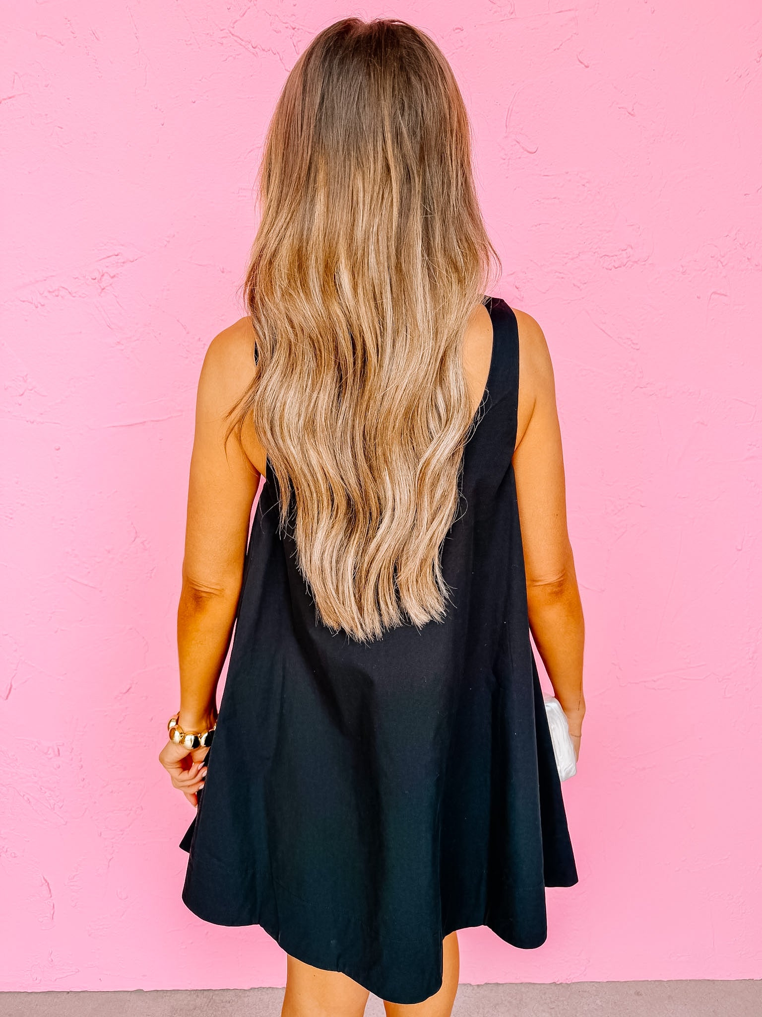 Ariel Sleeveless Swing Mini Dress-Black