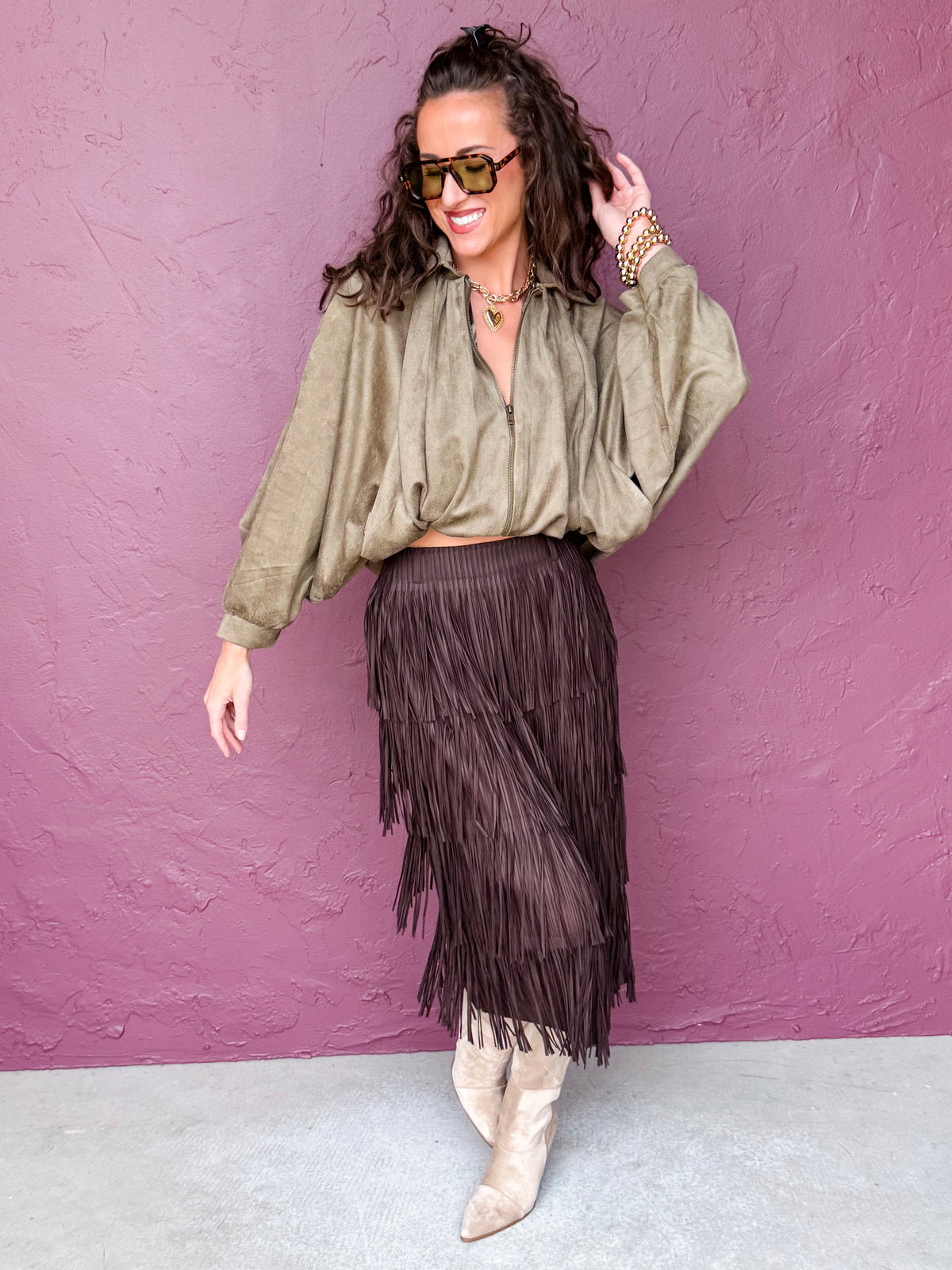 Sylvie Tiered Fringe Maxi Skirt