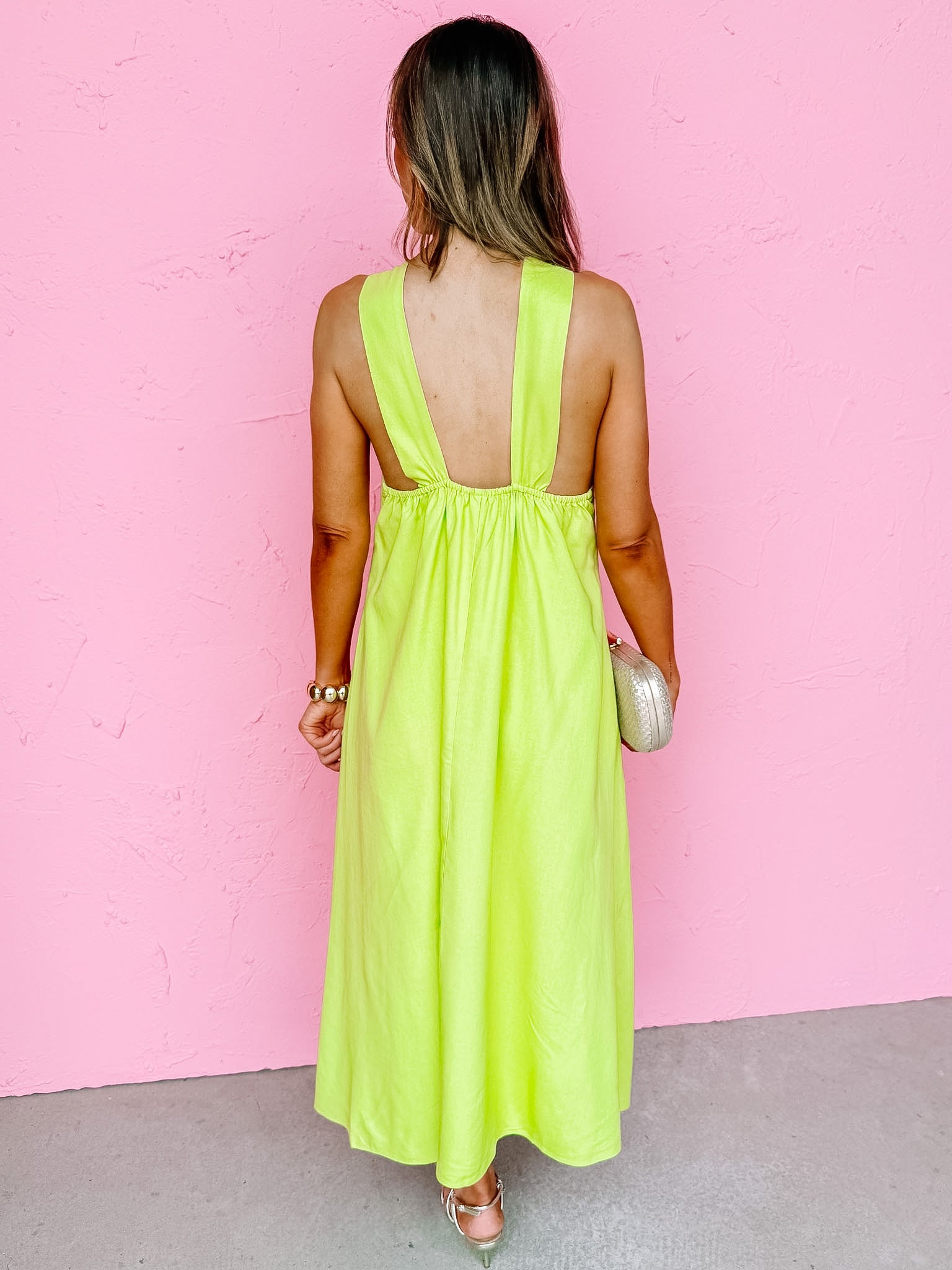 Ashby Linen Halter Midi Dress-Green Large Ashby Linen Halter Midi Dress-Green Large