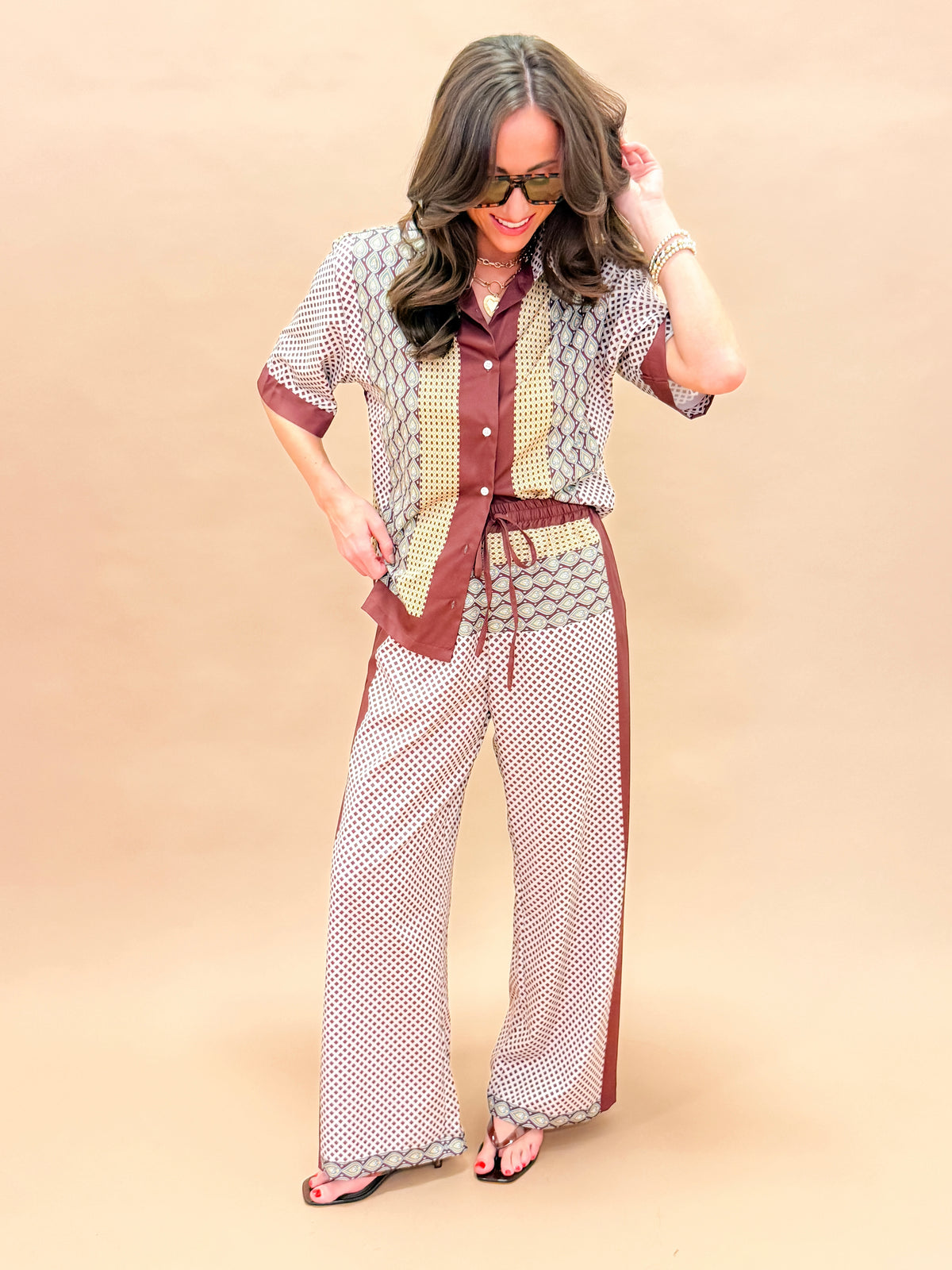 Aubrey Geometric Print Pant Set