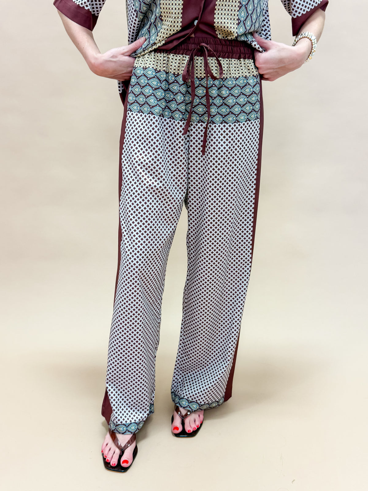 Aubrey Geometric Print Pant Set