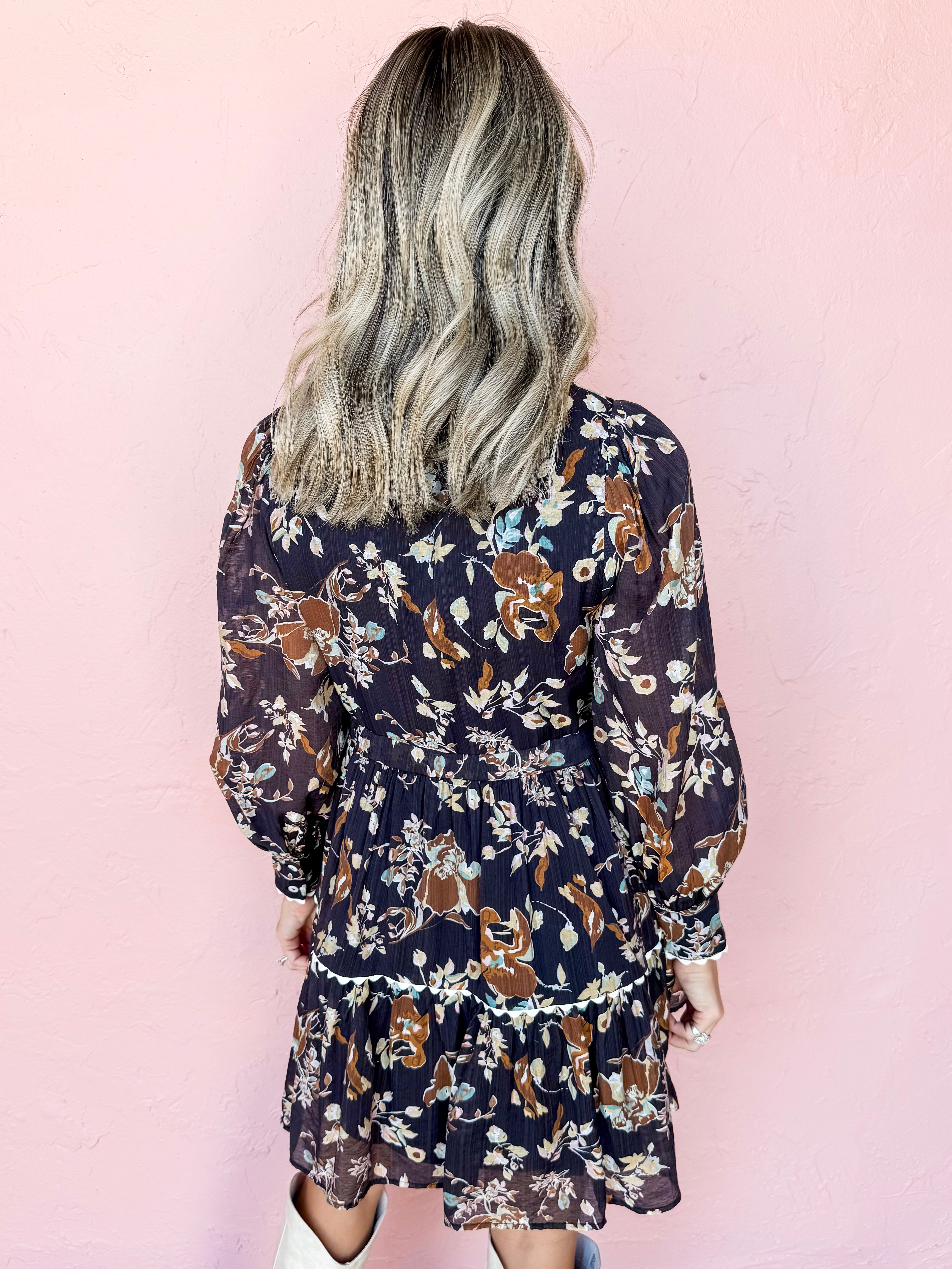 Autumn Stroll Floral Mini Dress