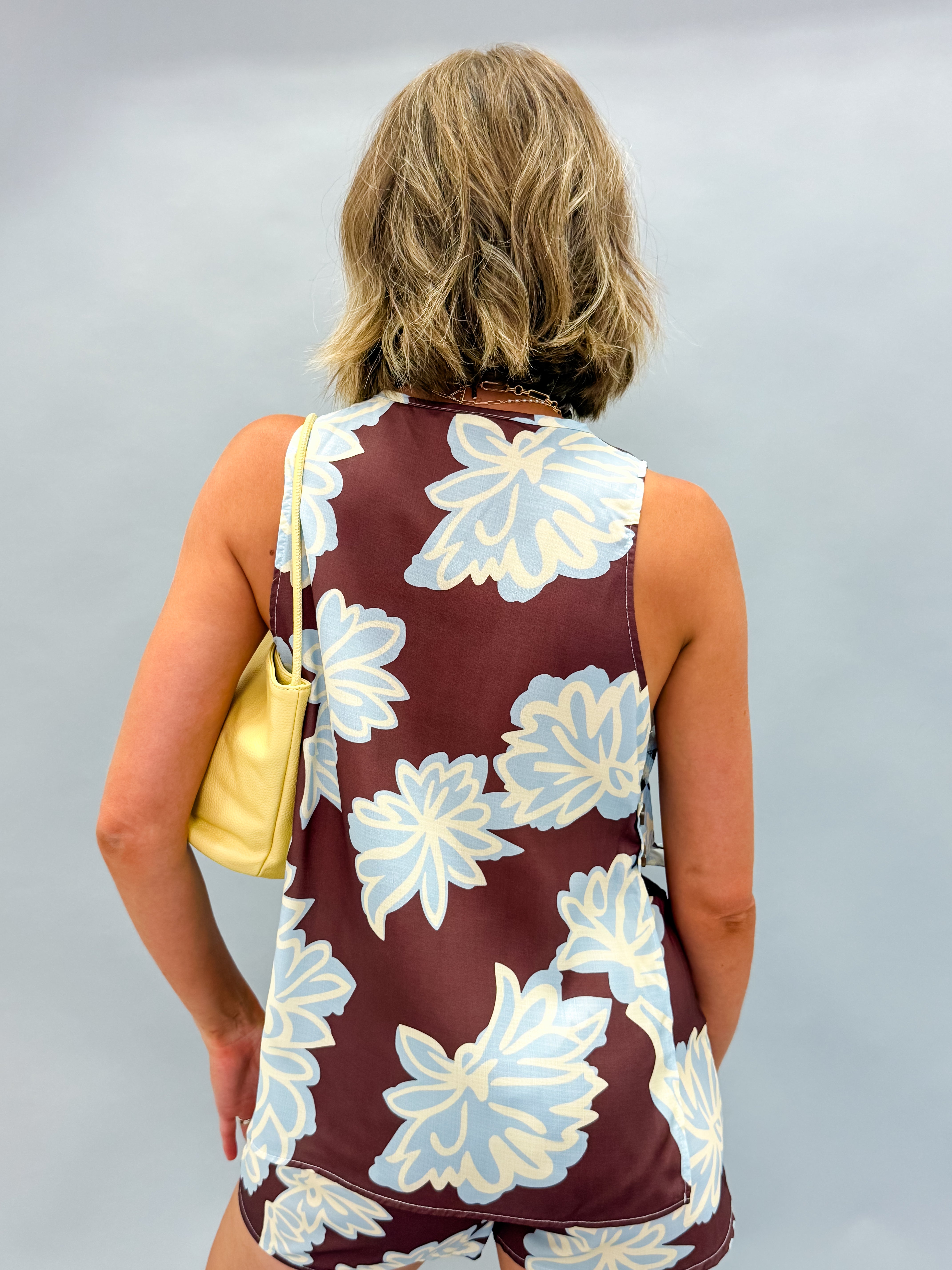 Ava Floral Linen Vest And Shorts Set