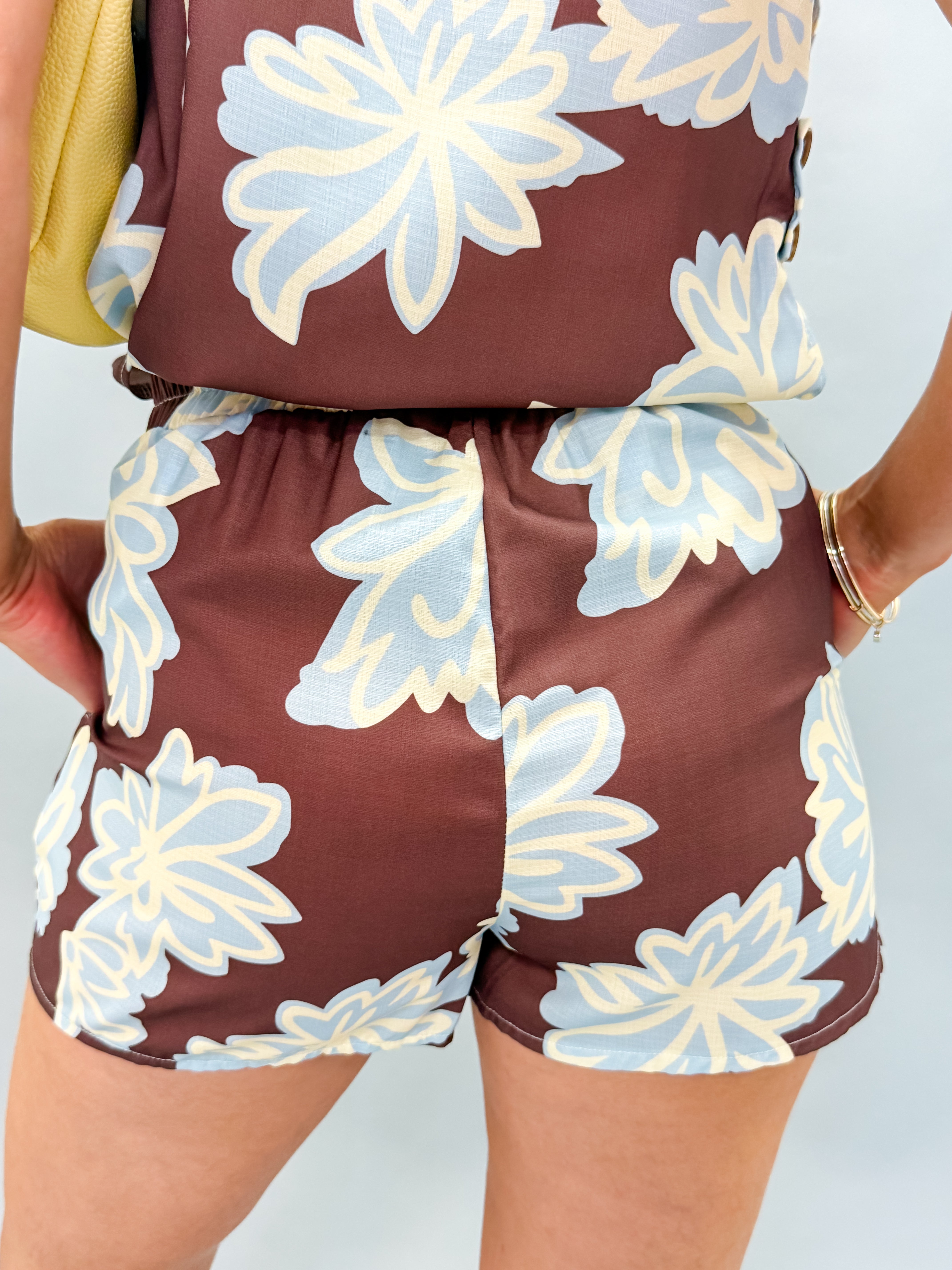 Ava Floral Linen Vest And Shorts Set