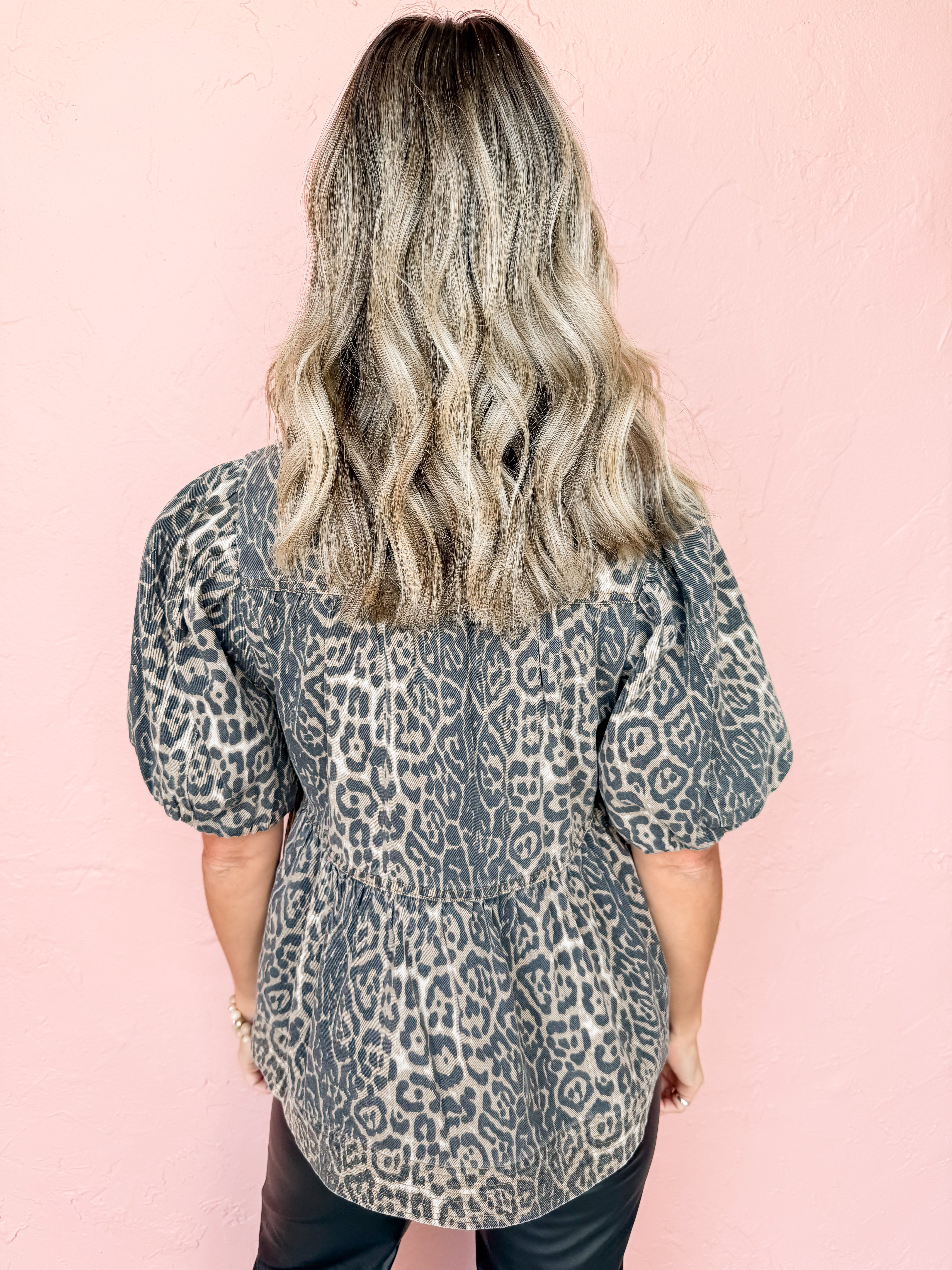 Back And Forth Leopard Puff Sleeve Top