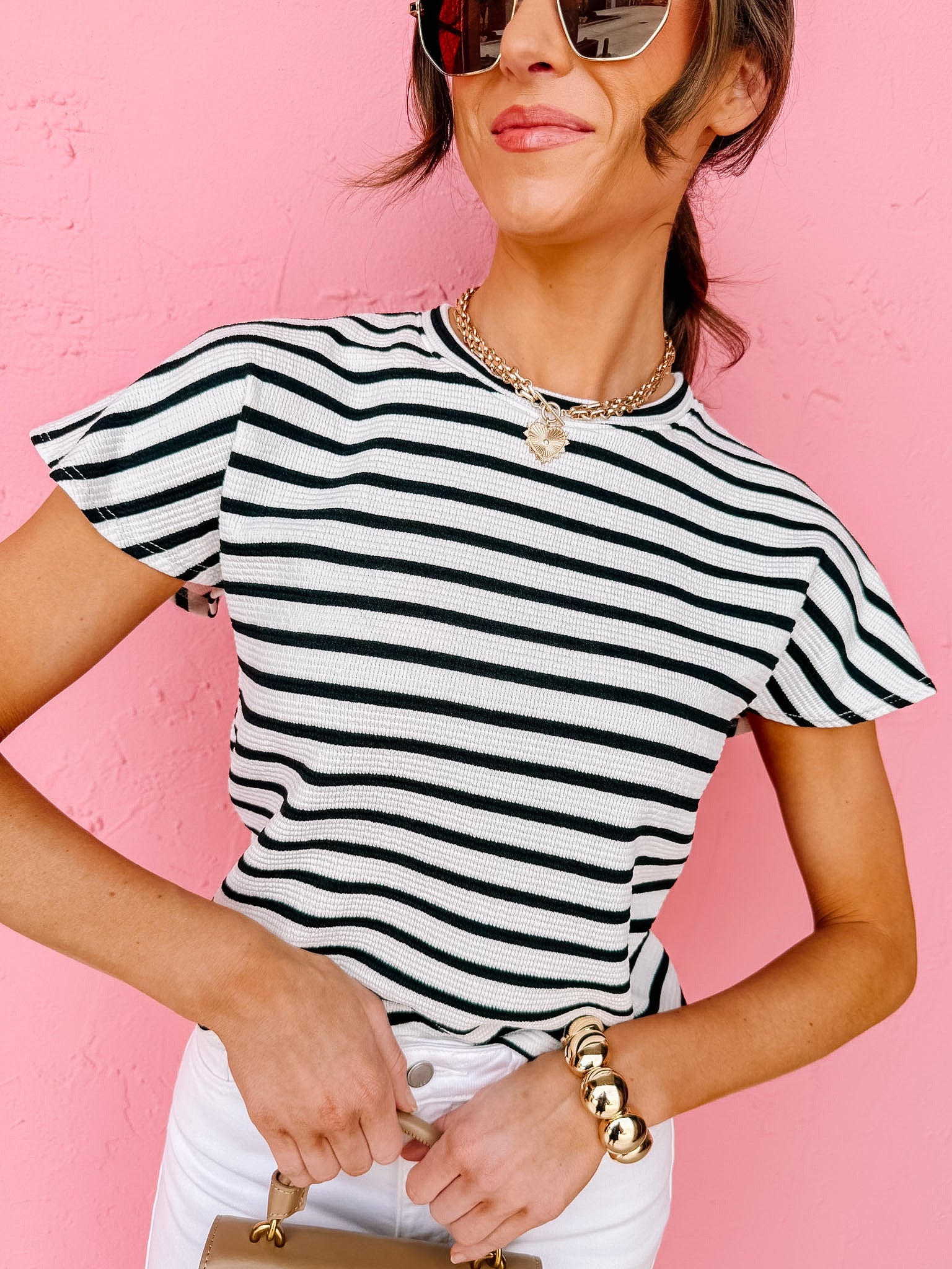 Bailey Striped Top-Black