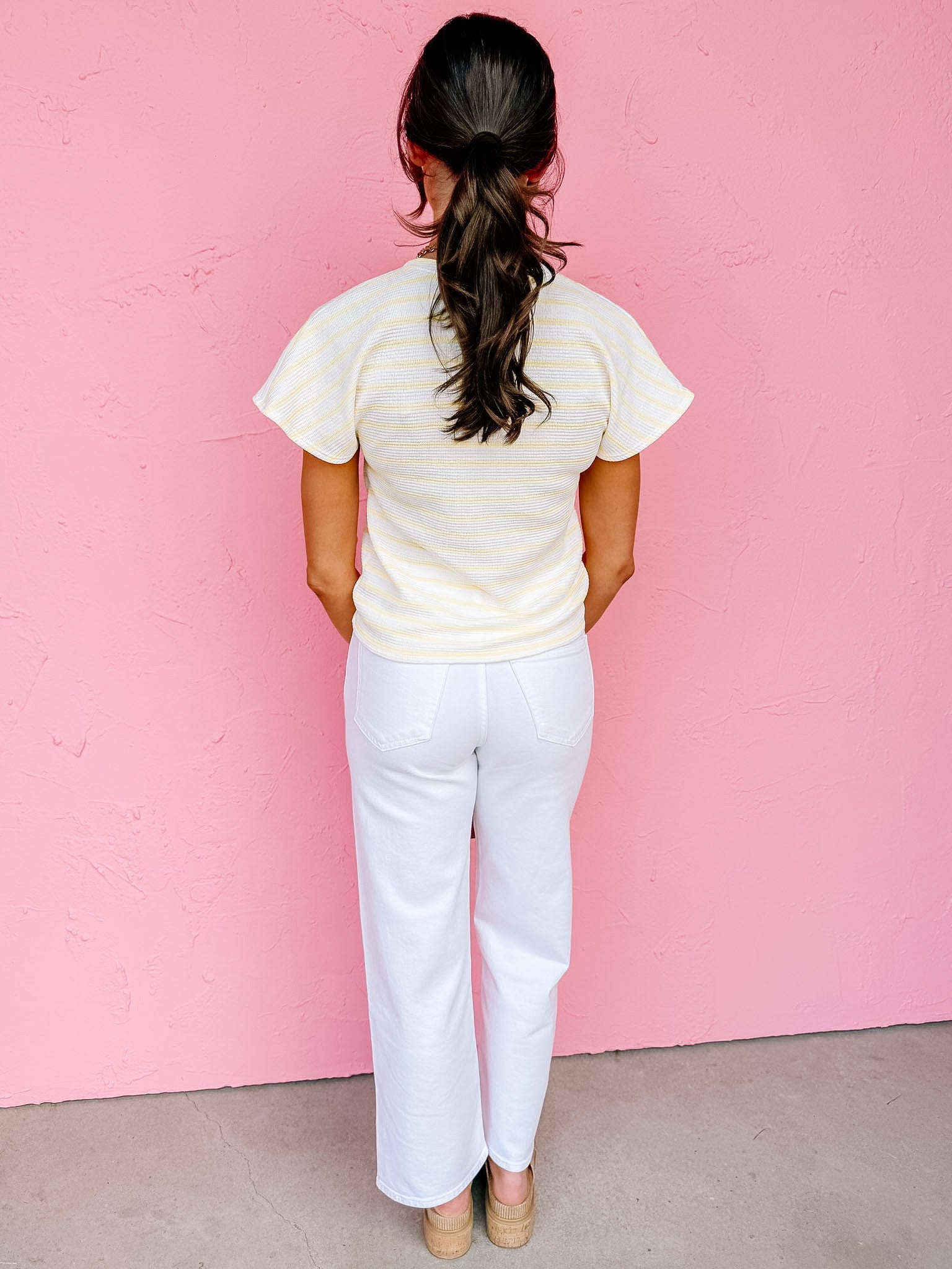 Bailey Striped Top-Yellow