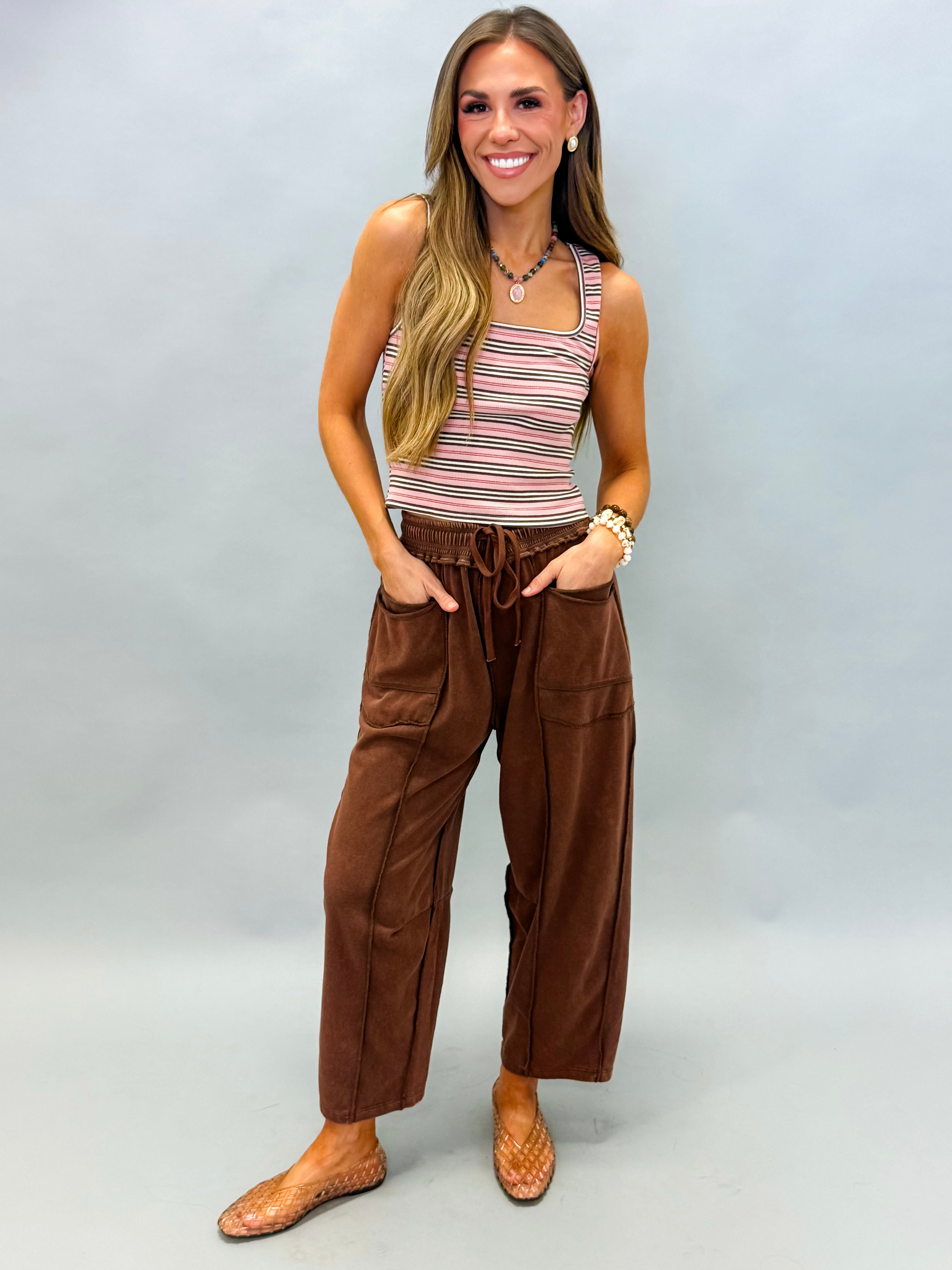 Bailey Striped Sleeveless Top-Pink