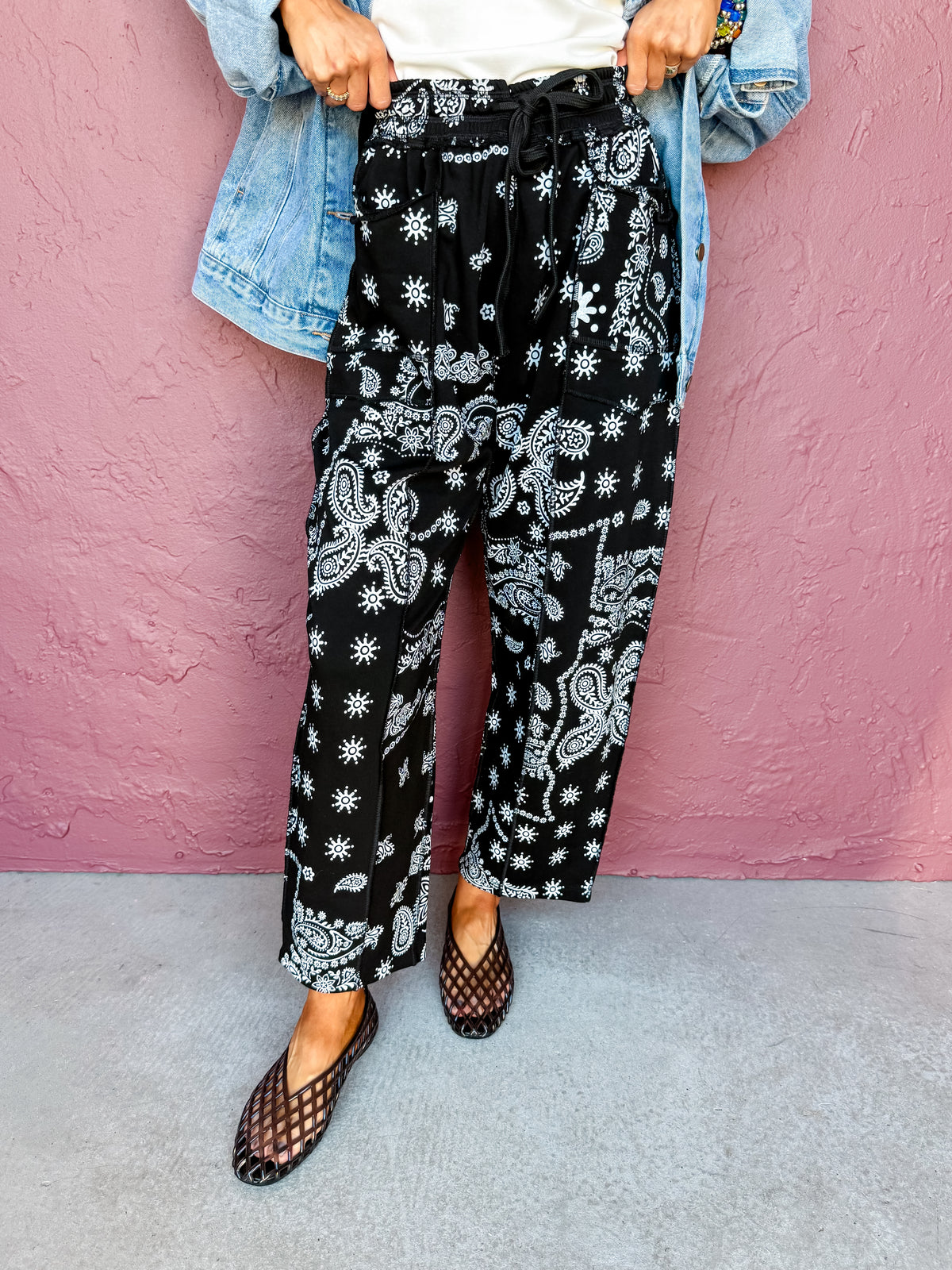 Bandera Barrel Knit Pants-Black