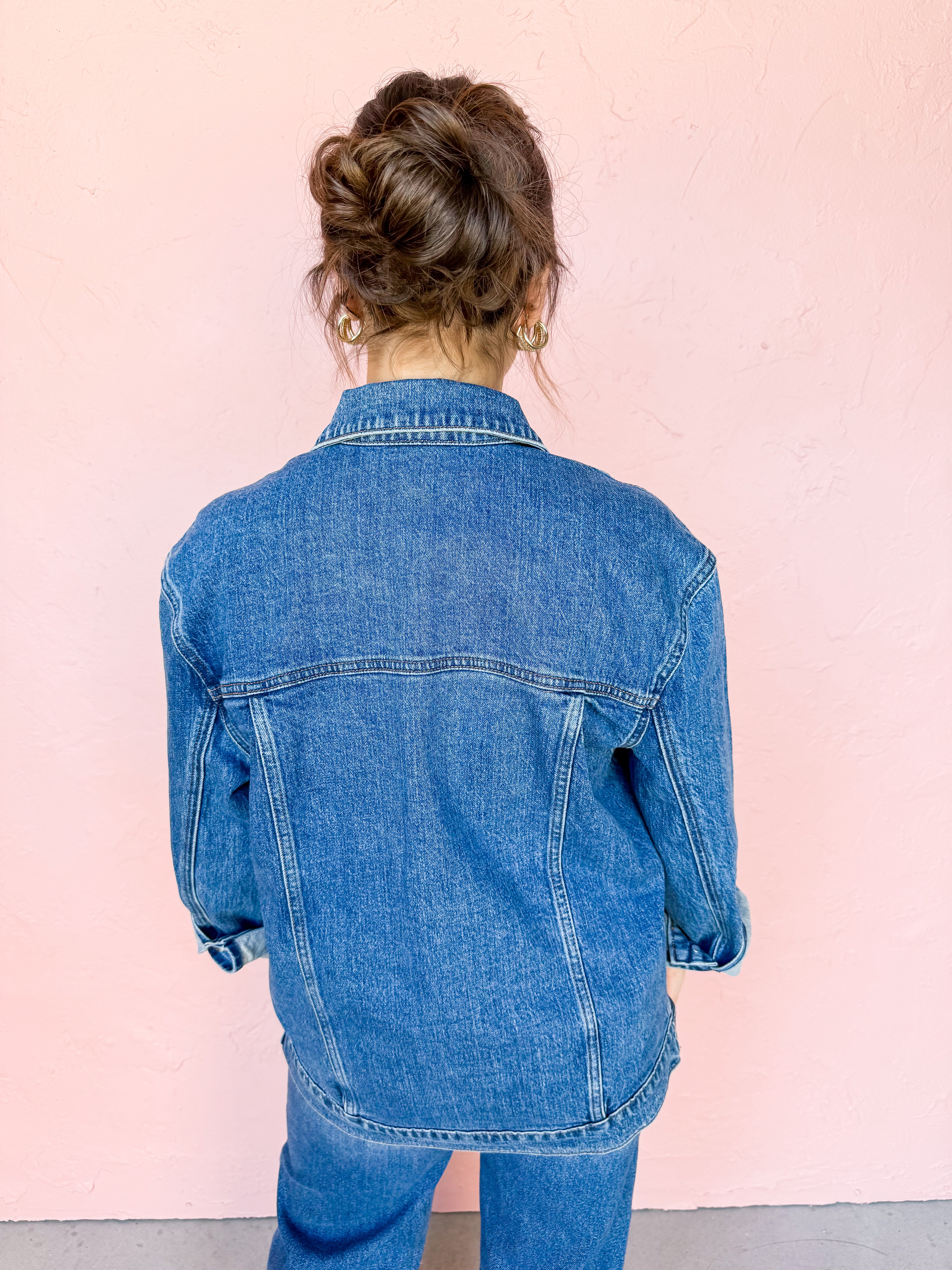 Bandera Oversized Denim Jacket-Dark Denim