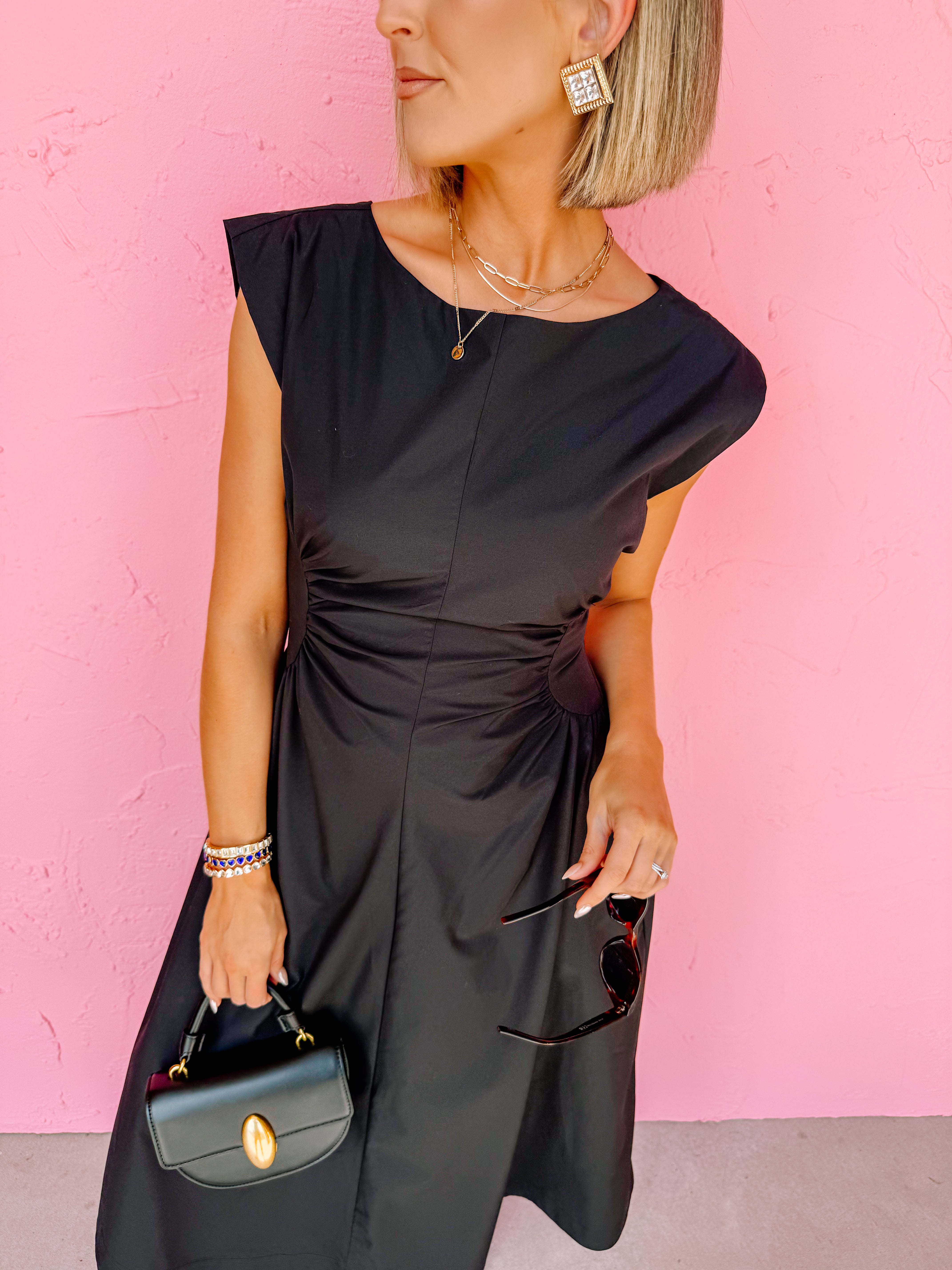 panel midi dress Baye Side Panel Midi Dress-Black