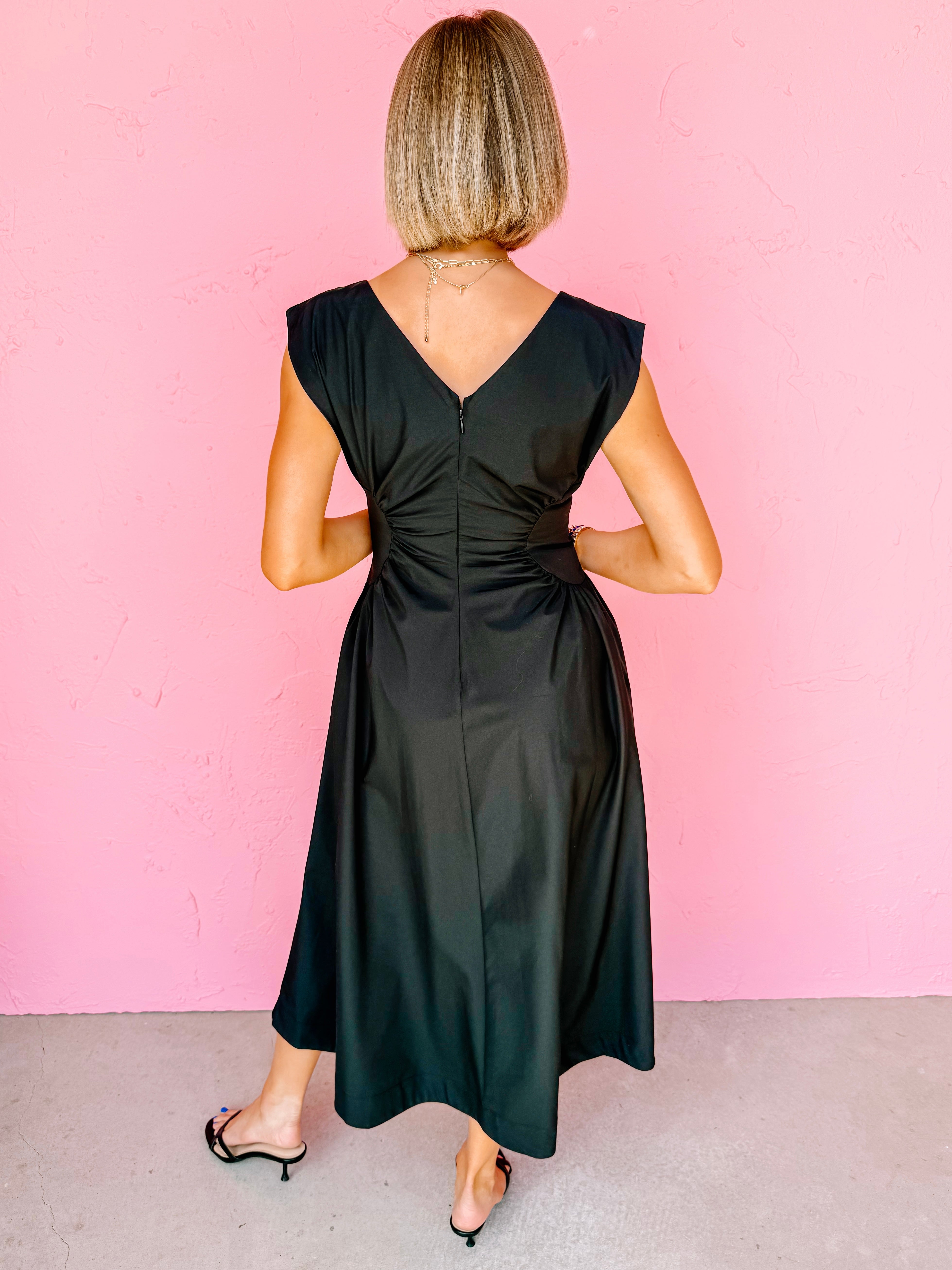 panel midi dress Baye Side Panel Midi Dress-Black