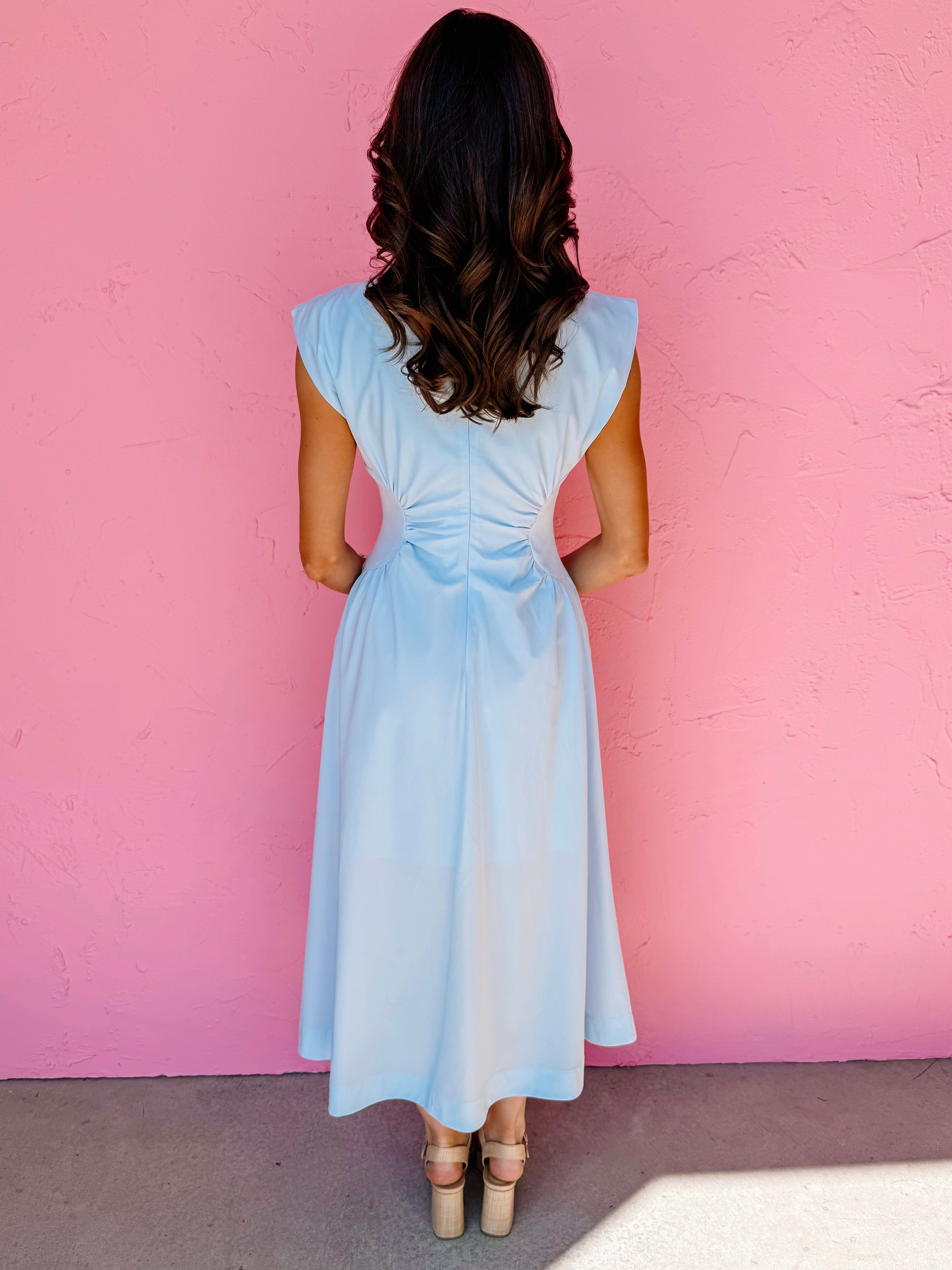 Baye Side Panel Midi Dress-Blue