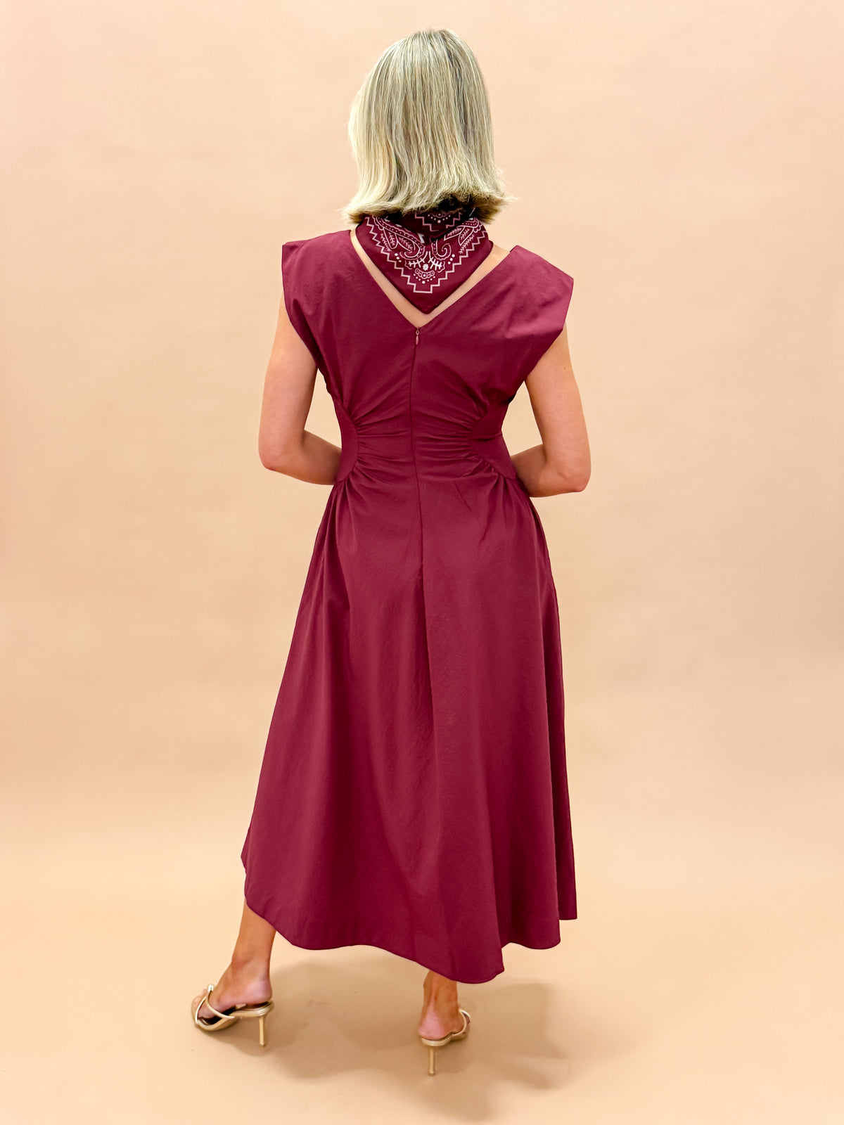 Baye Side Panel Midi Dress-Maroon
