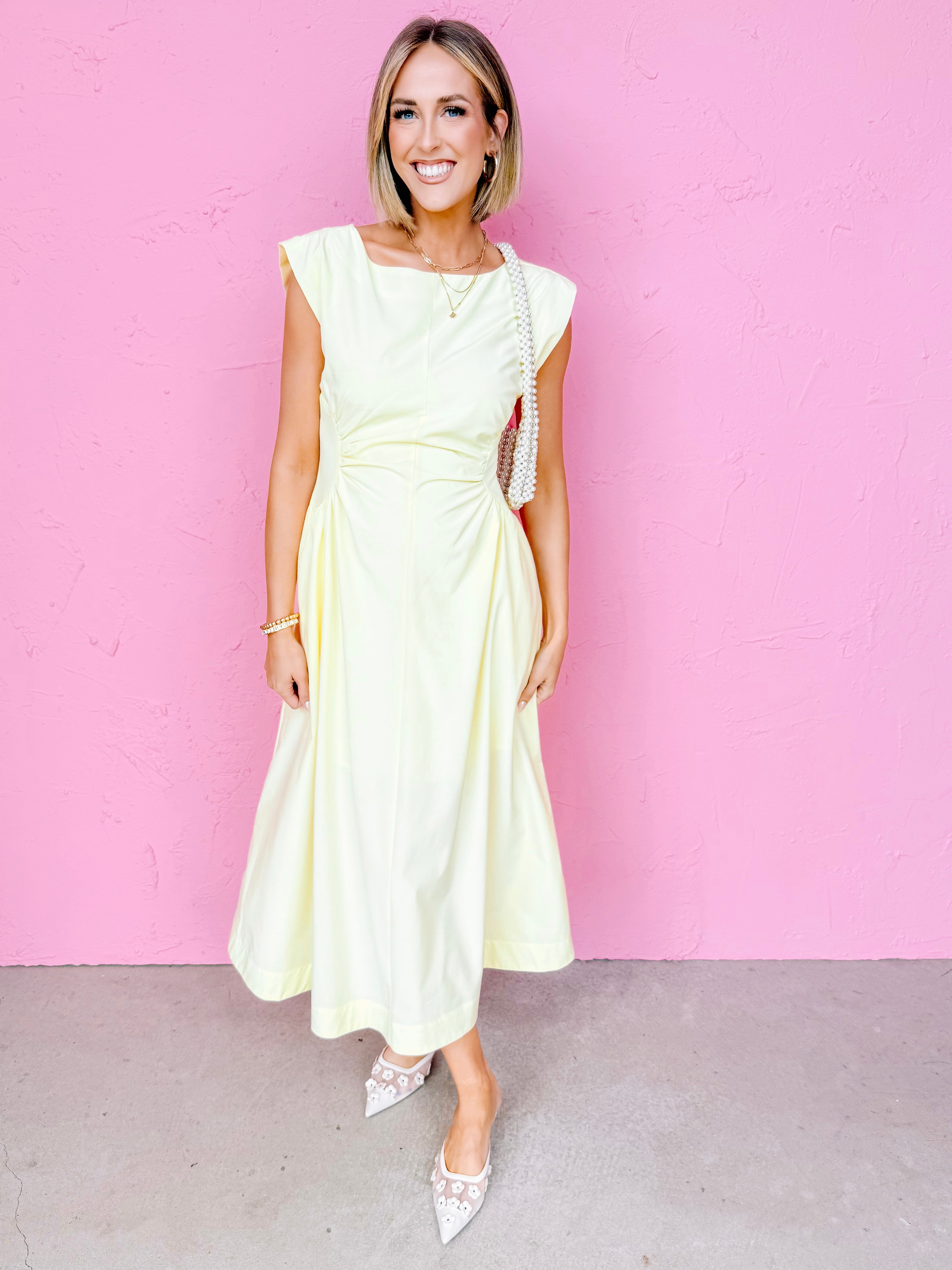 Baye Side Panel Midi Dress-Yellow