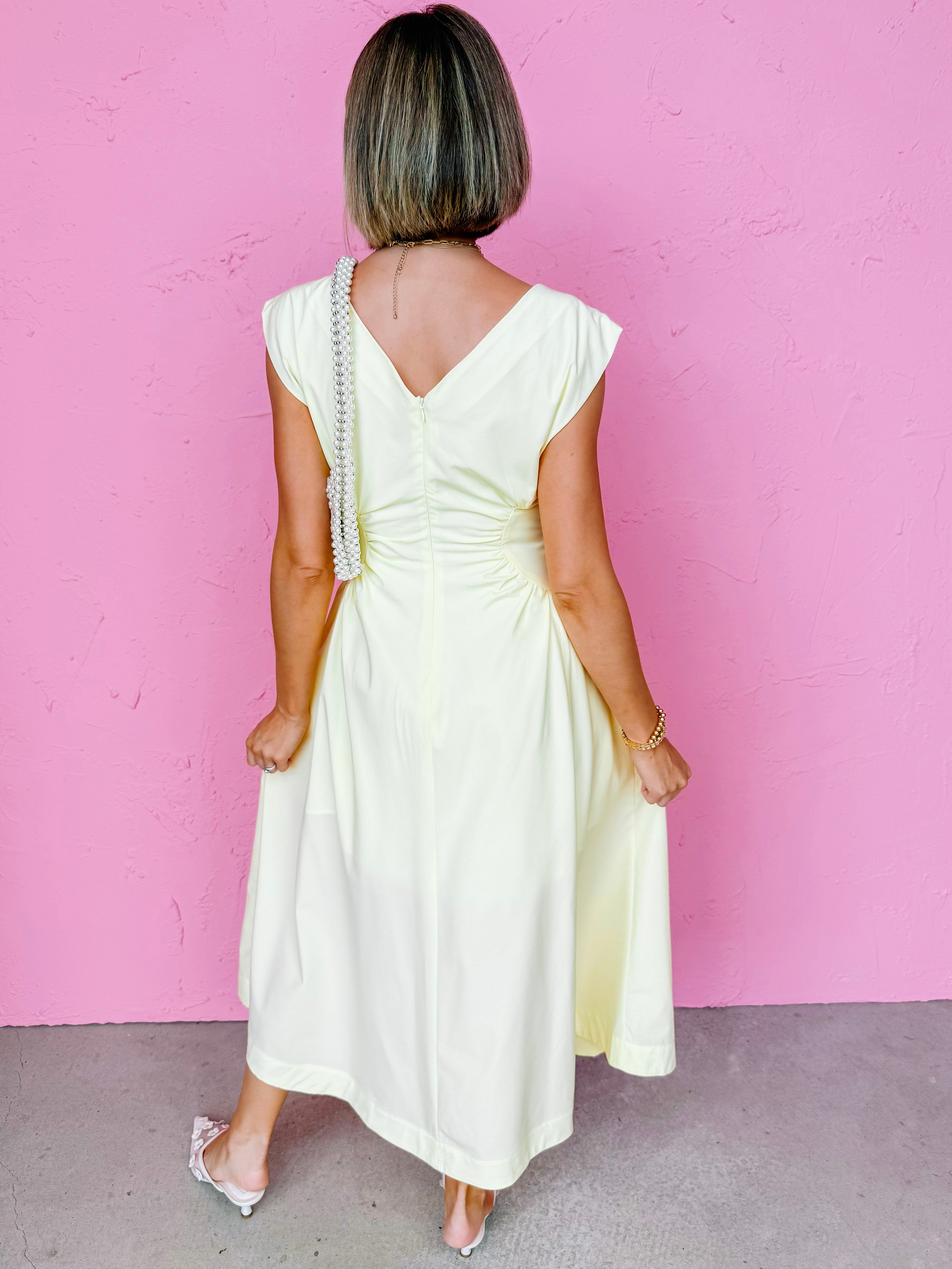 Baye Side Panel Midi Dress-Yellow