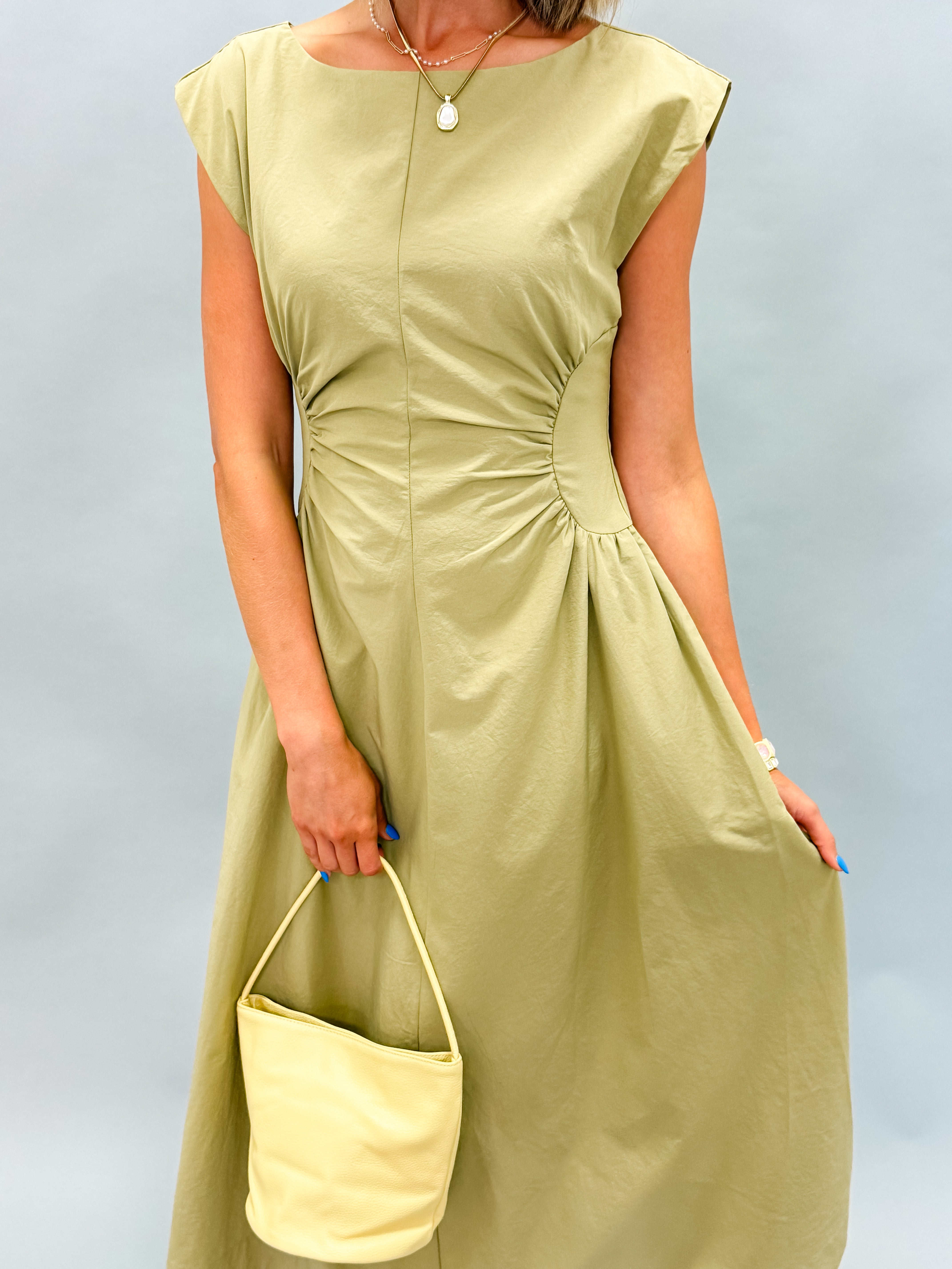 Baye Side Panel Midi Dress-Olive