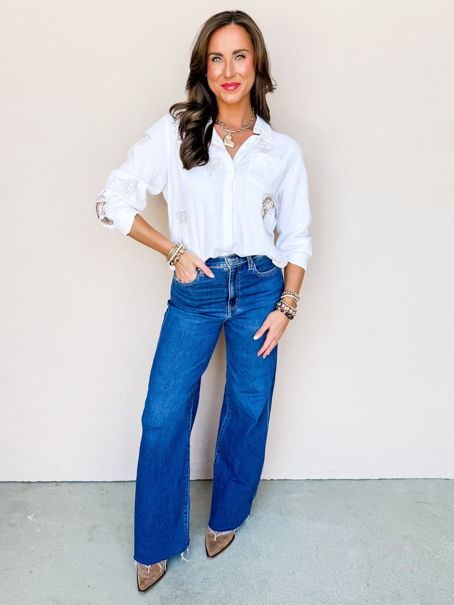 Be A Legend Embroidered Button Front Top