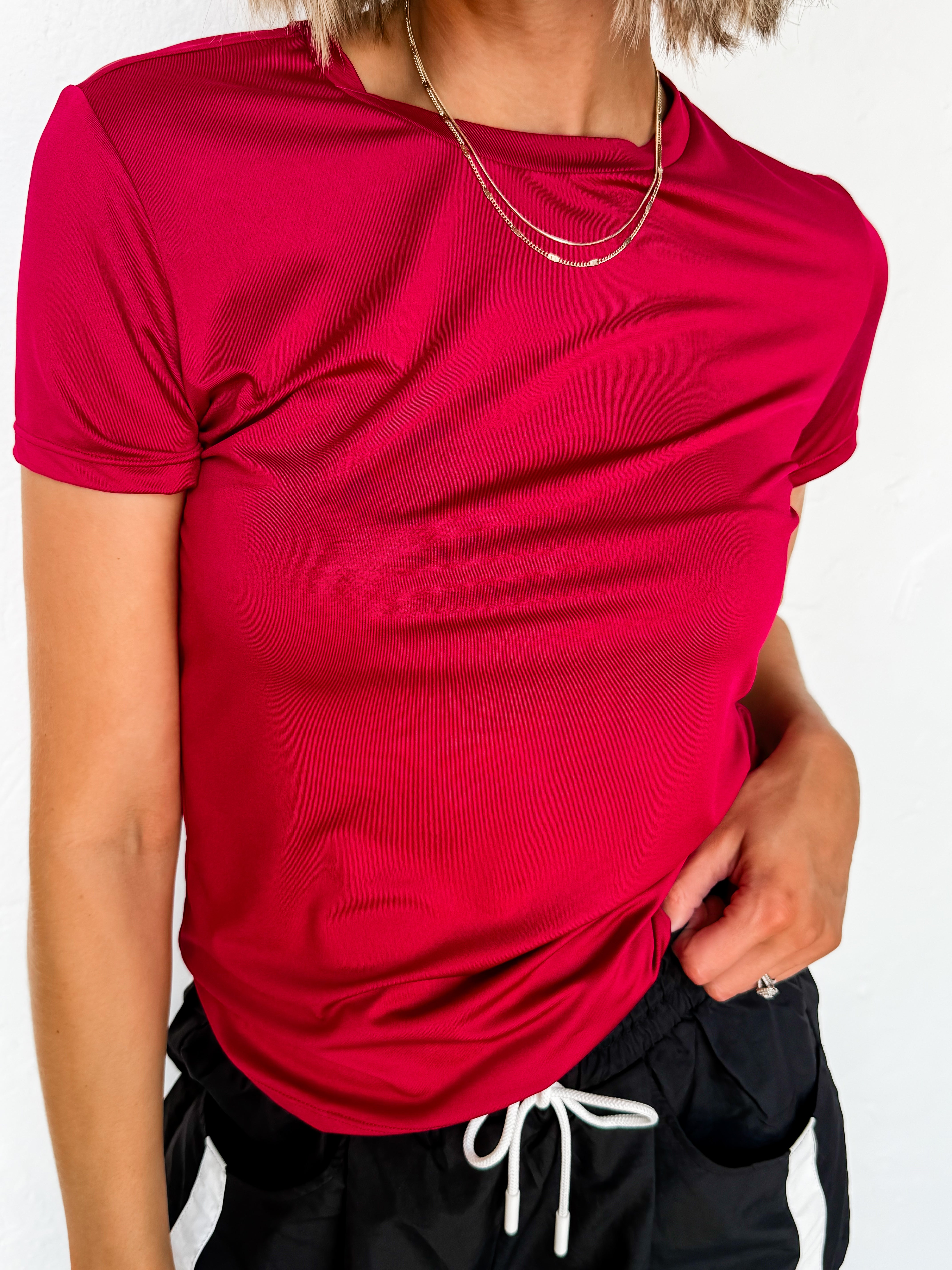Bea Short Sleeve Top-Red