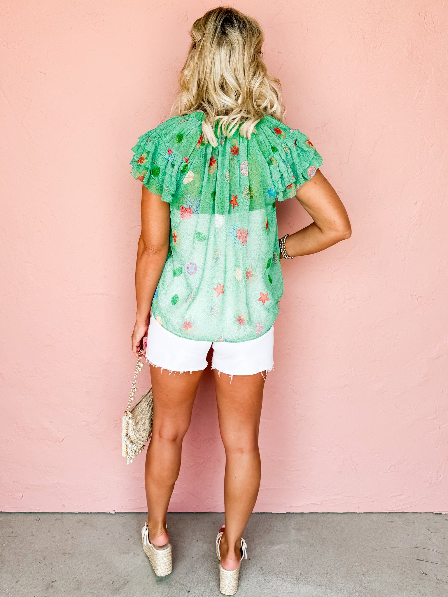 Beach Mode Printed Ruffle Top