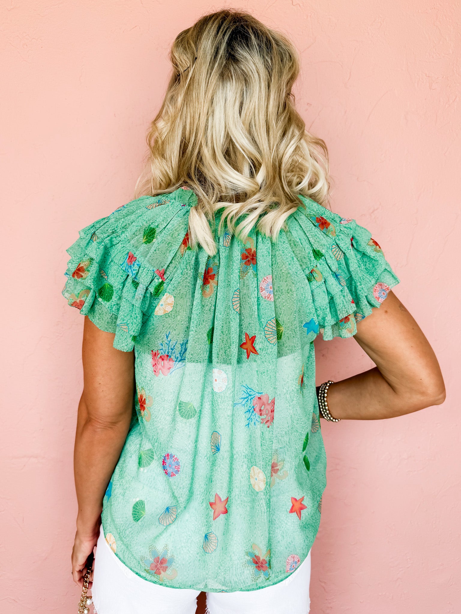 Beach Mode Printed Ruffle Top