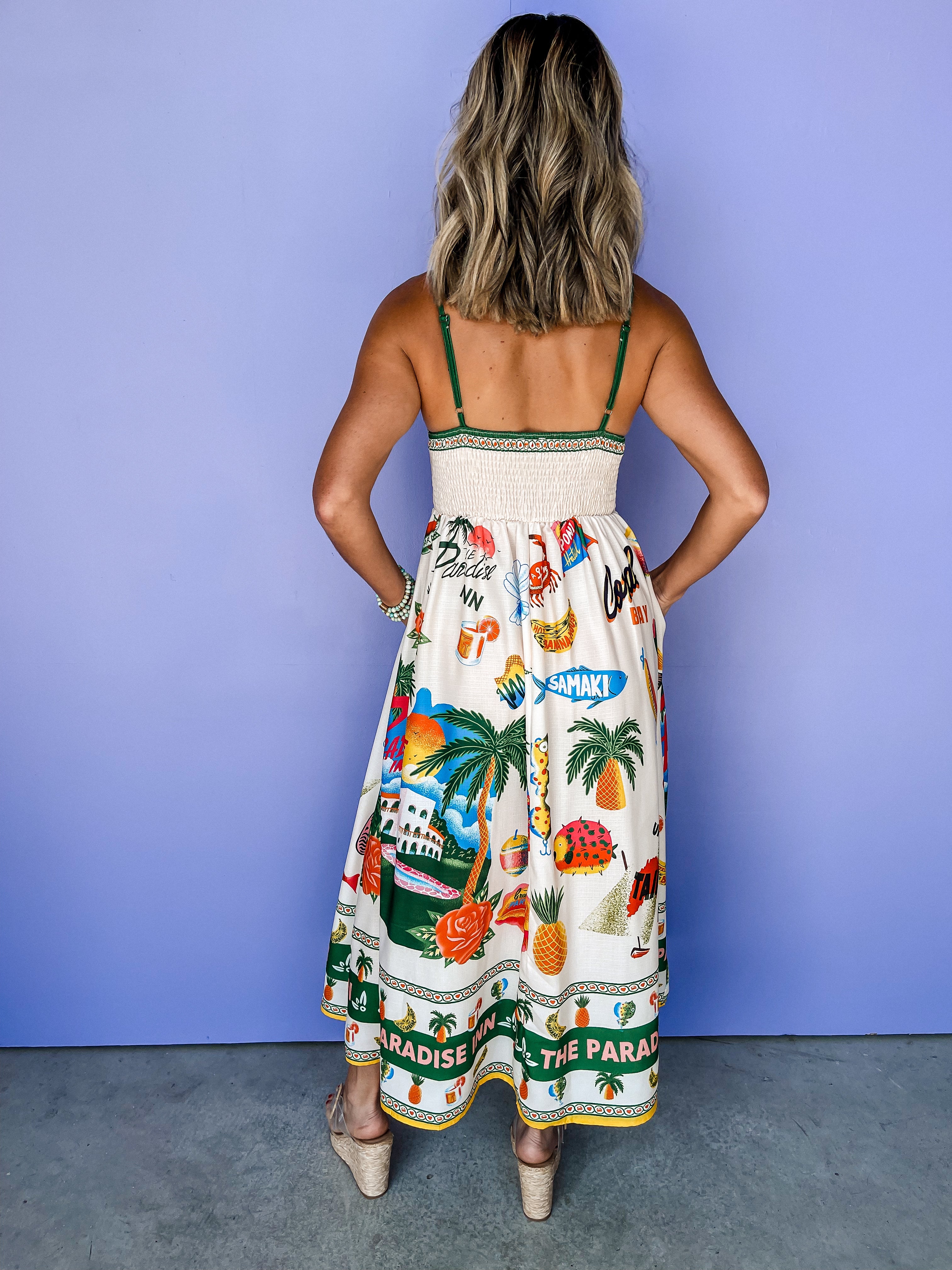 Beachside Resort Printed Midi Dress