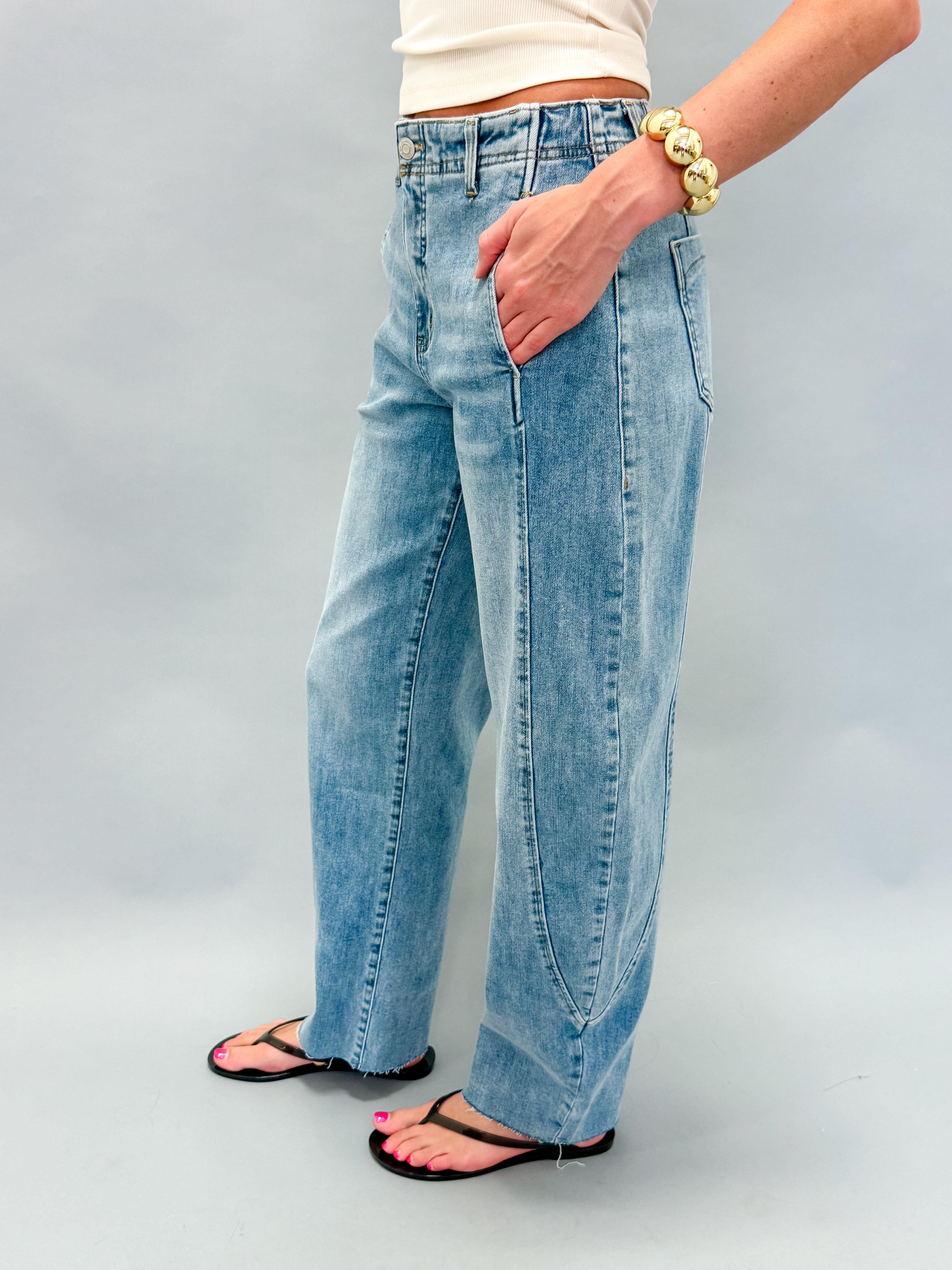 Beckett Barrel Leg Tapered Jeans