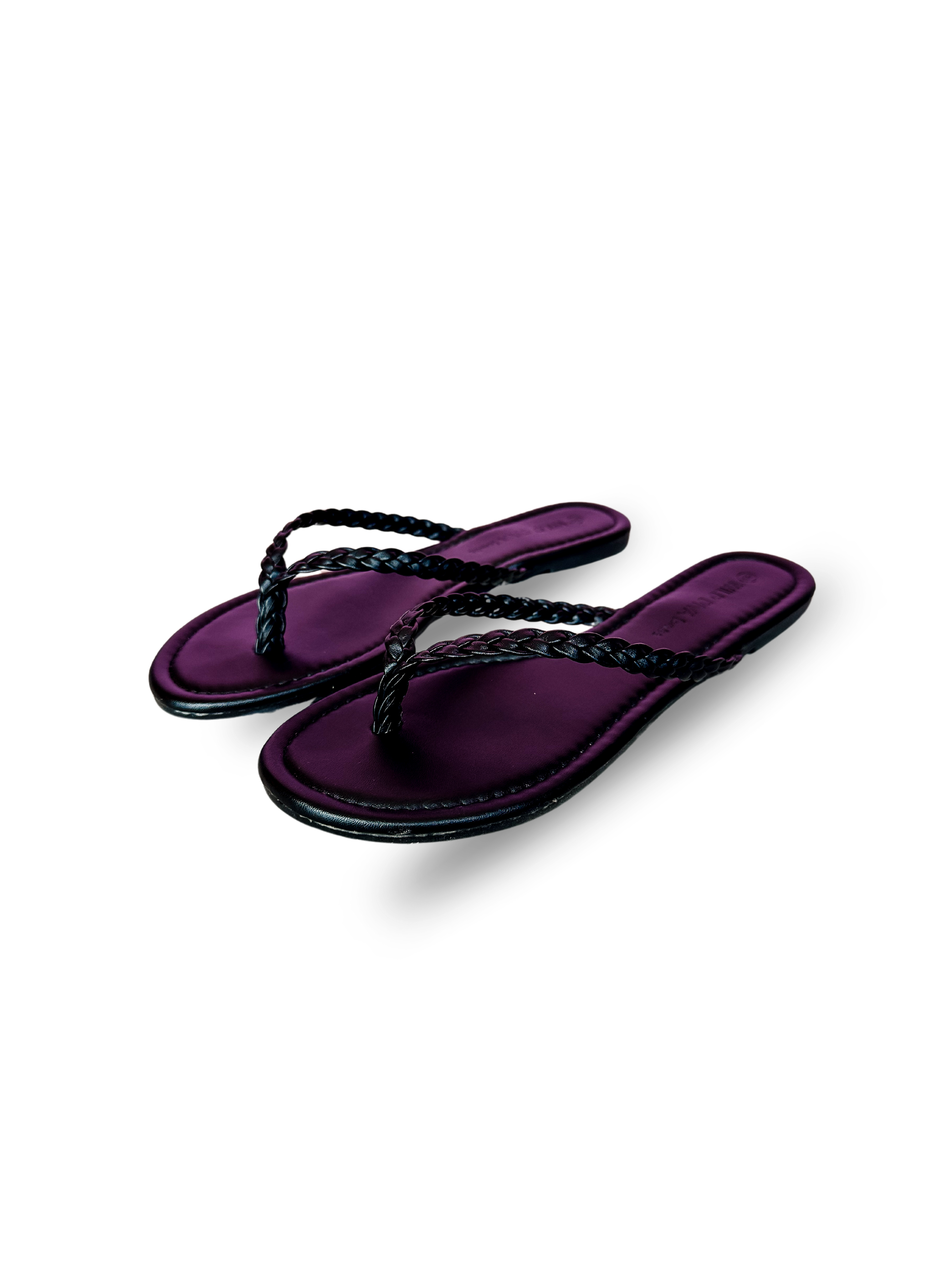 Bella Braided Flip-Flop Sandals-Black