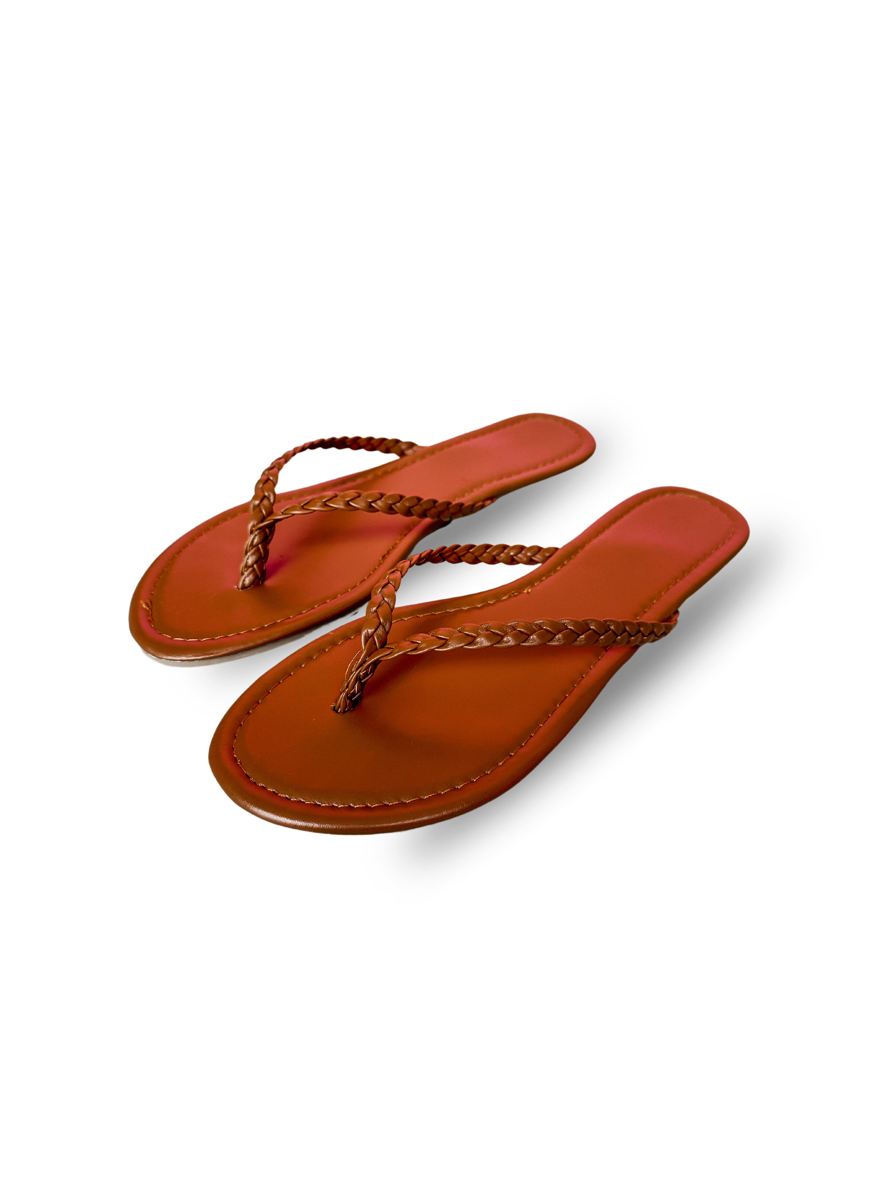 Bella Braided Flip-Flop Sandals-Brown