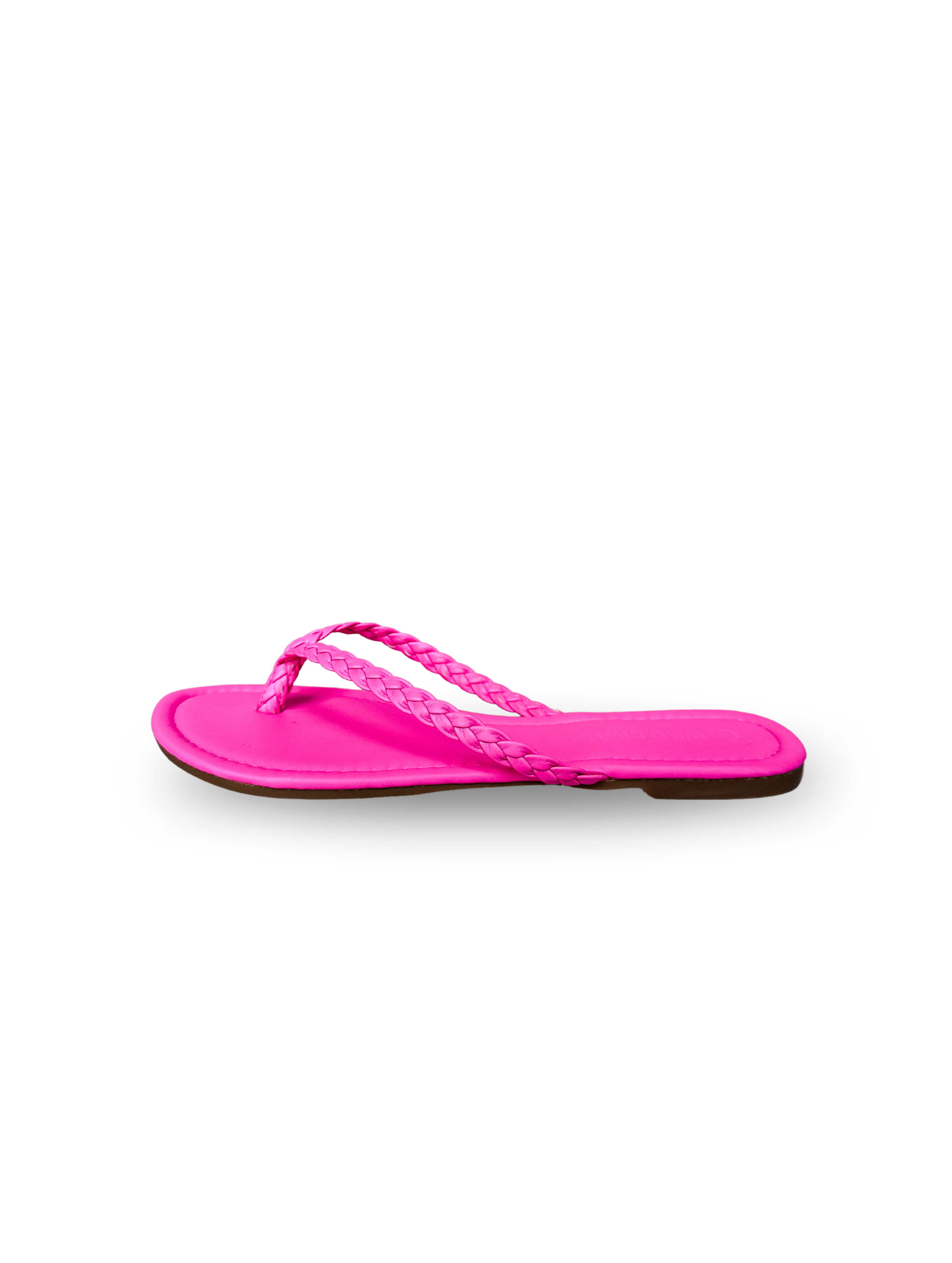 Bella Braided Flip-Flop Sandals-Hot Pink