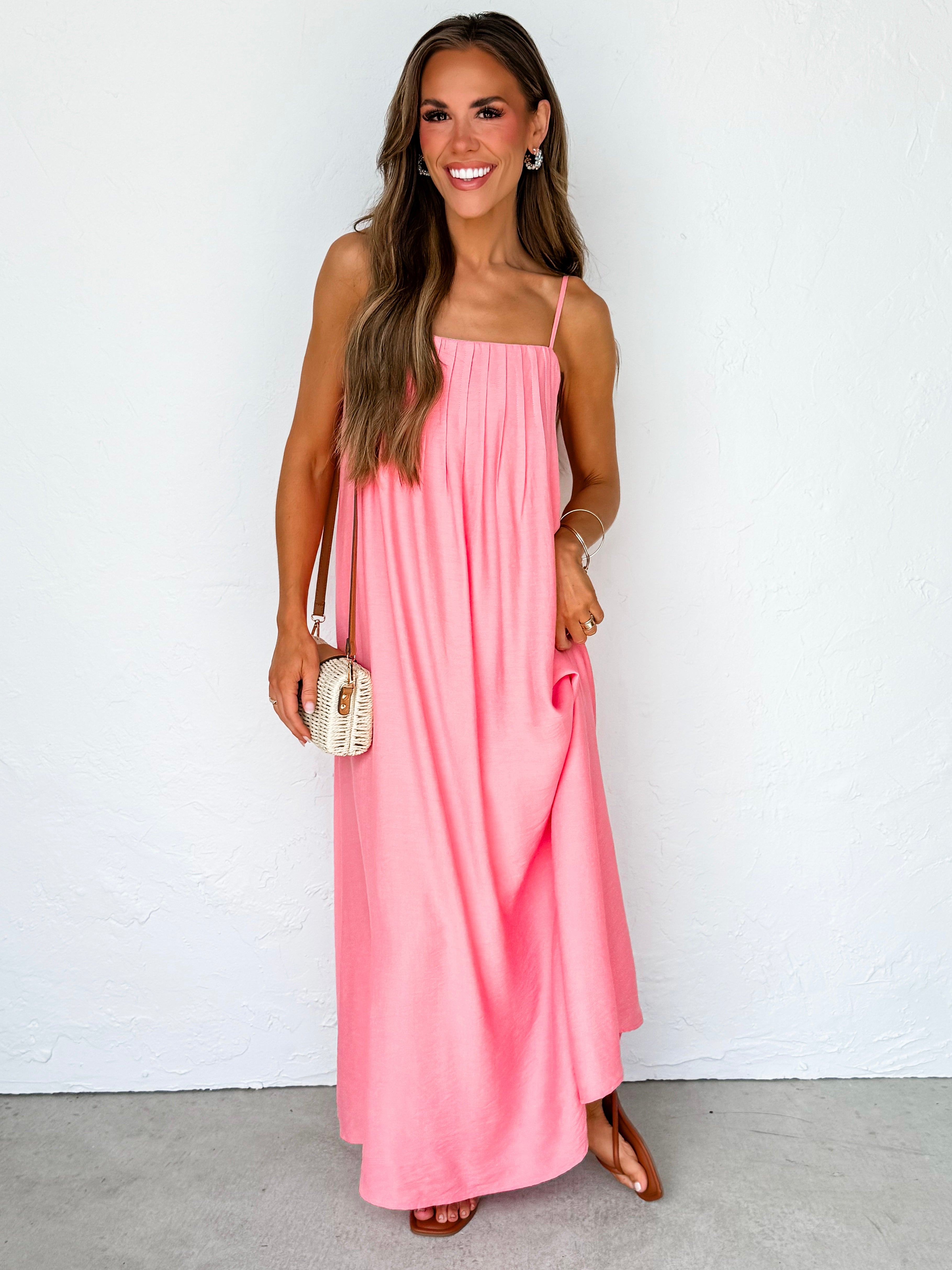Beverly Pleated Sleeveless Maxi Dress-Blush