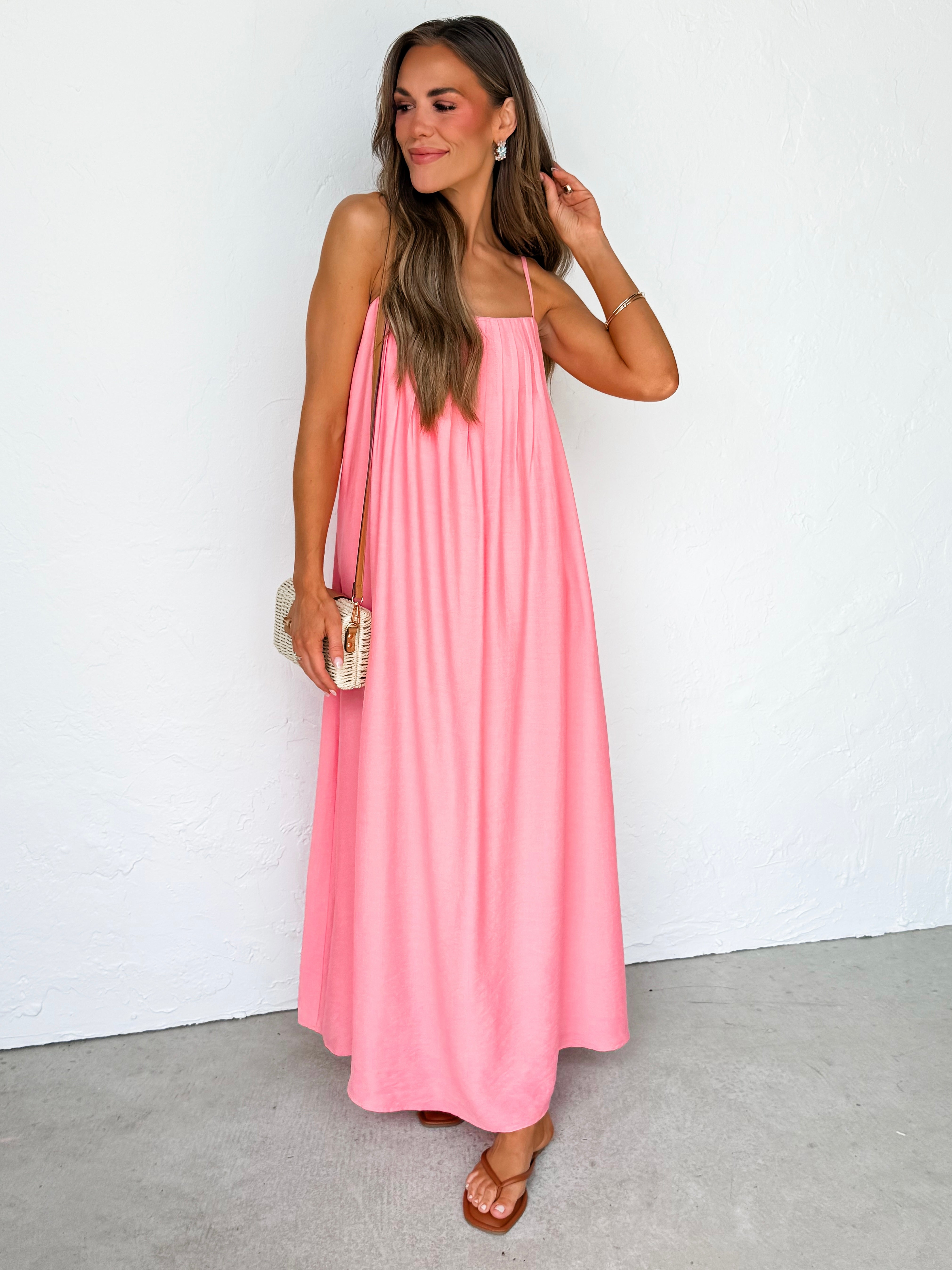 Beverly Pleated Sleeveless Maxi Dress-Blush
