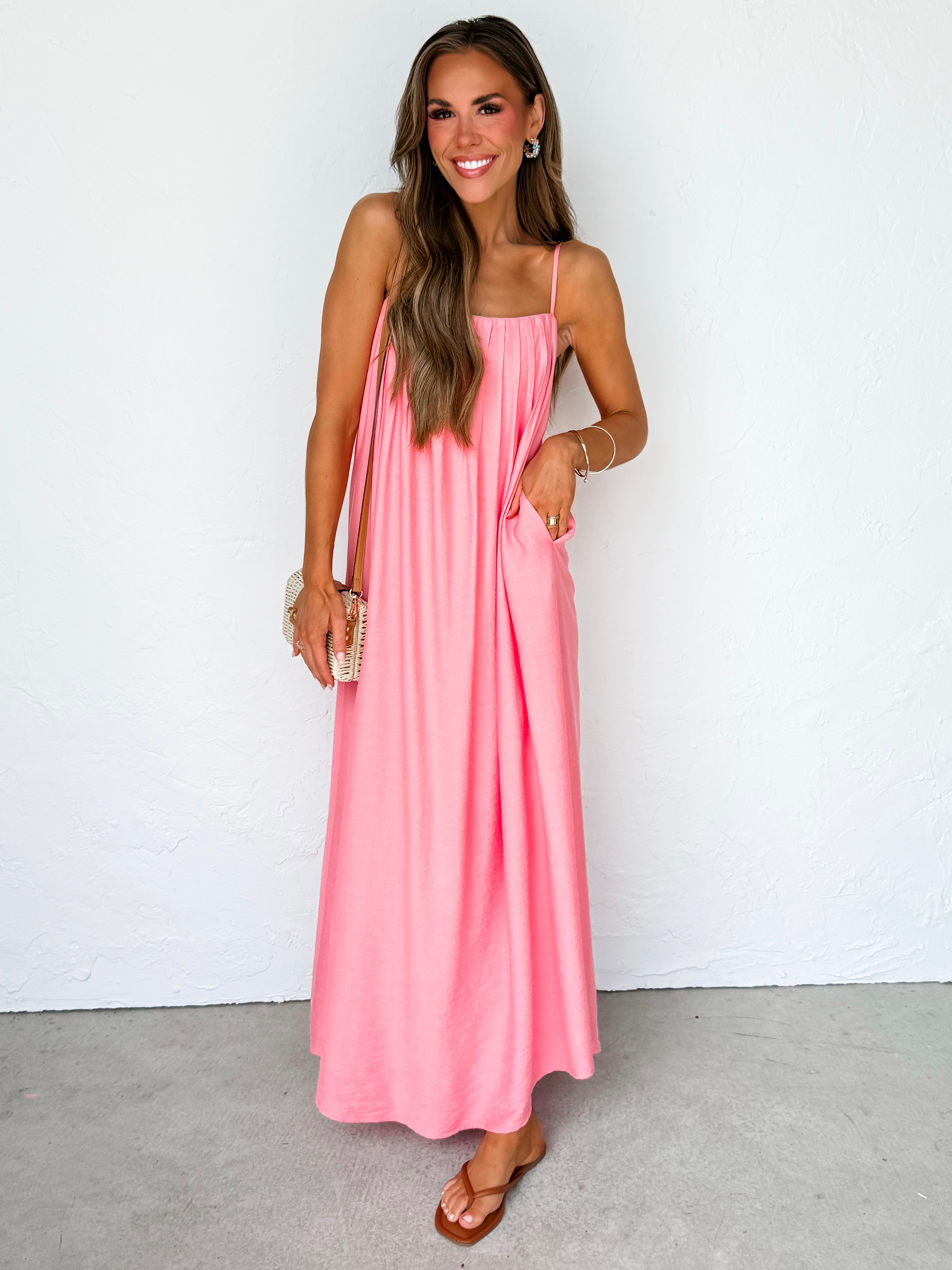Beverly Pleated Sleeveless Maxi Dress-Blush