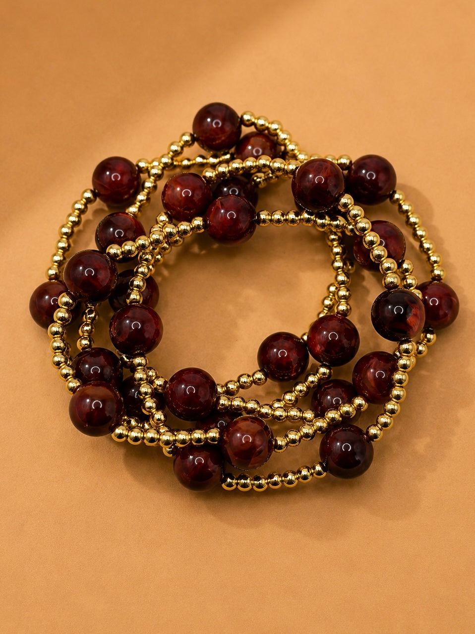 Bey Beaded Bracelet Set-Burgundy