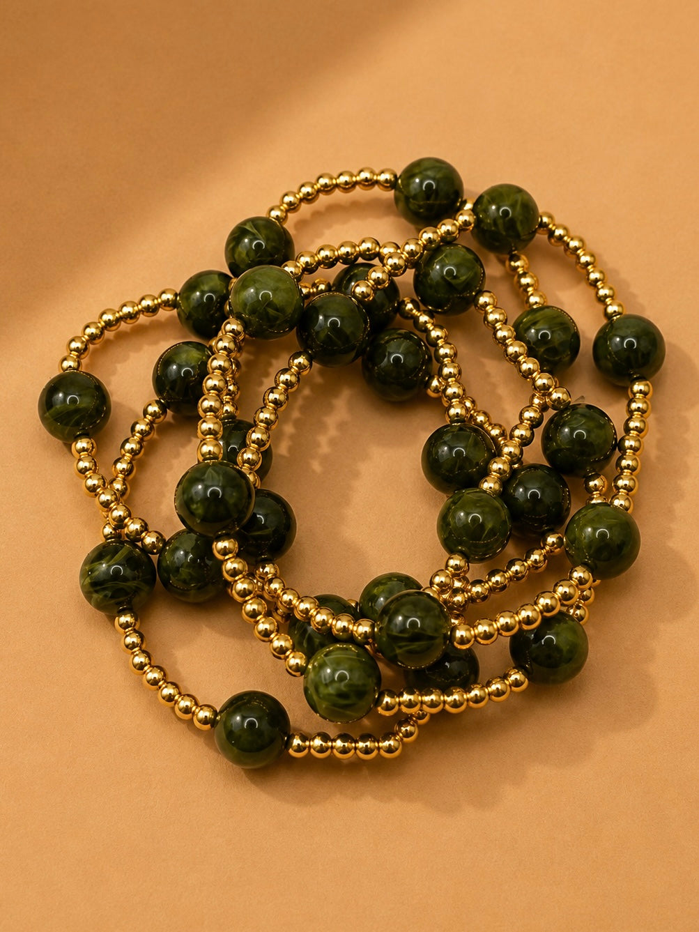 Bey Beaded Bracelet Set-Olive