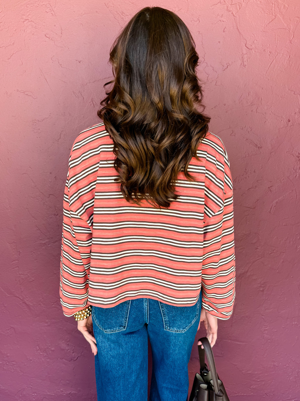 Blakely Striped Long Sleeve Cropped T-Shirt